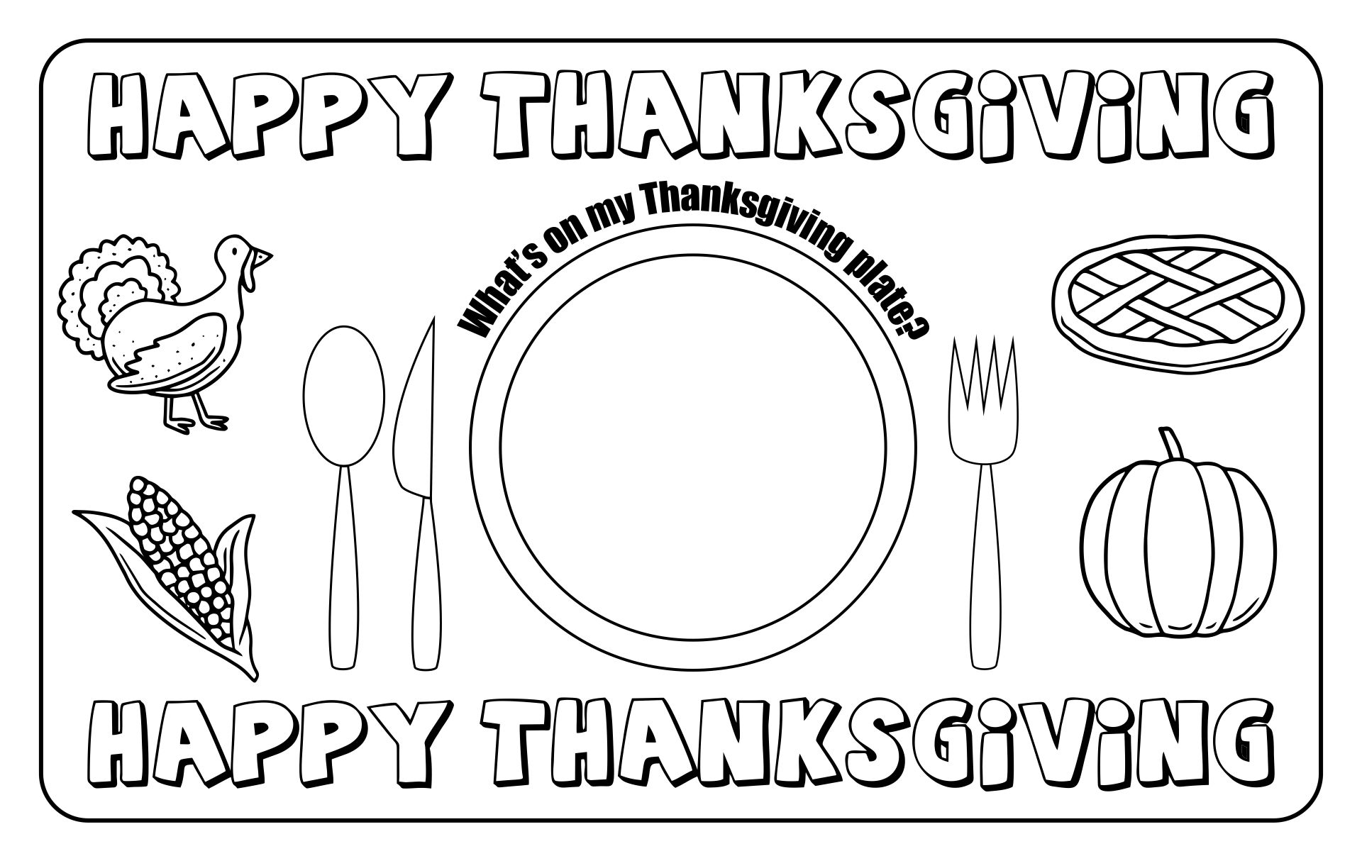 Thanksgiving Placemats To Print And Color