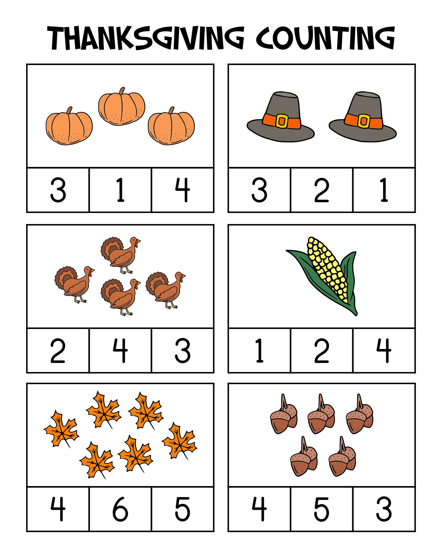 Thanksgiving Preschool Worksheets Printables