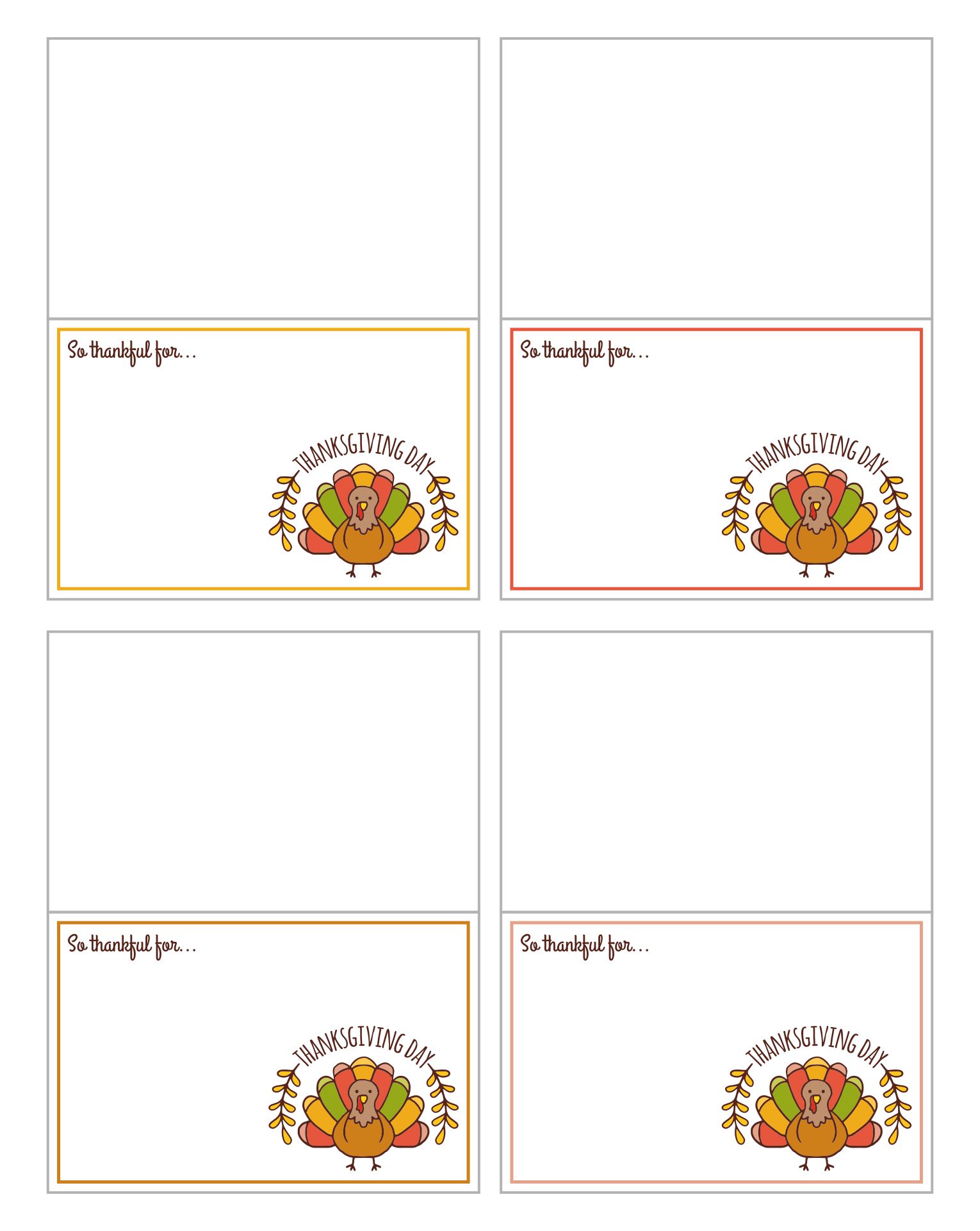 Thanksgiving Printables Turkey Place Cards