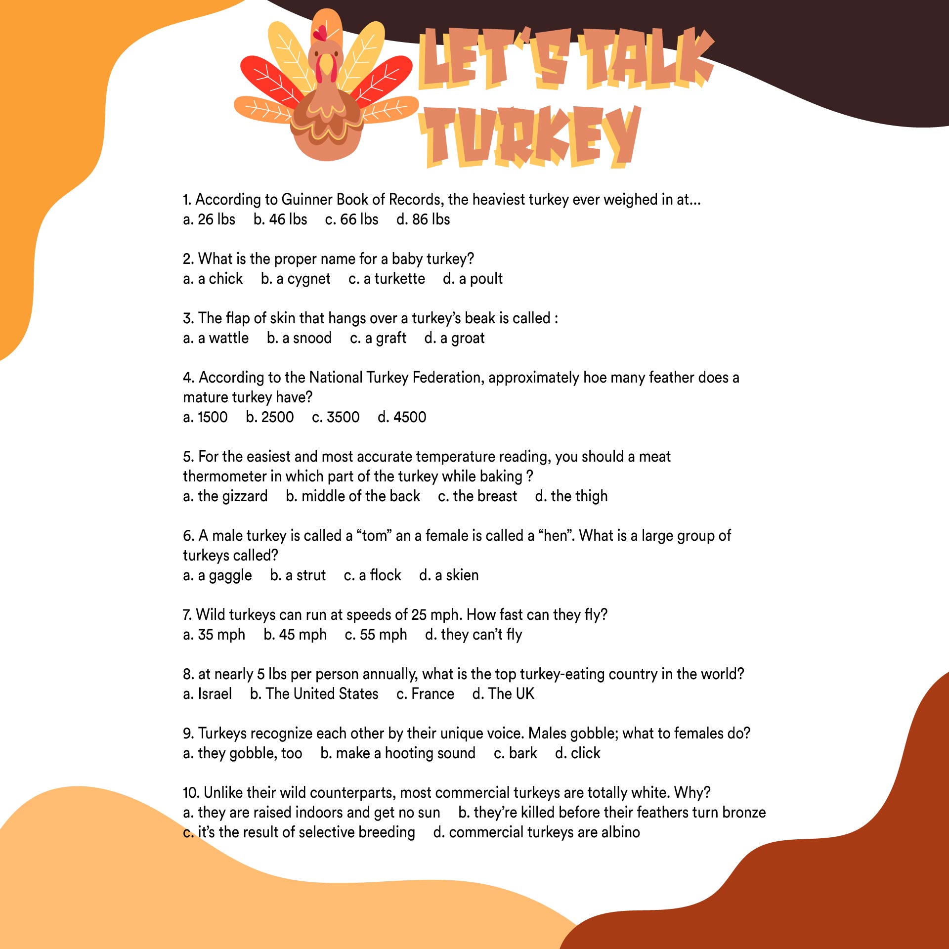 Thanksgiving Trivia Questions With Printables