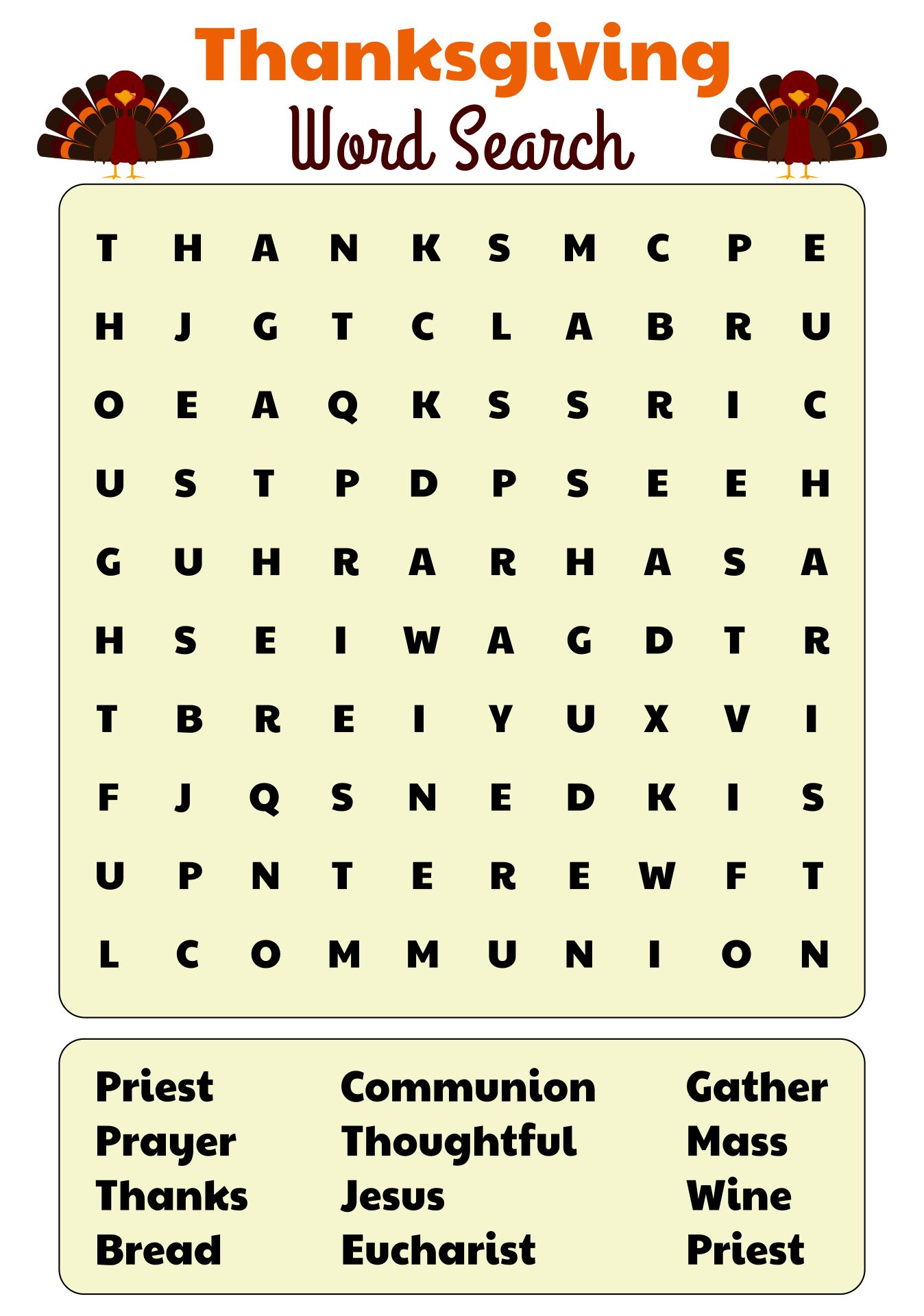 Thanksgiving Word Search Challenge