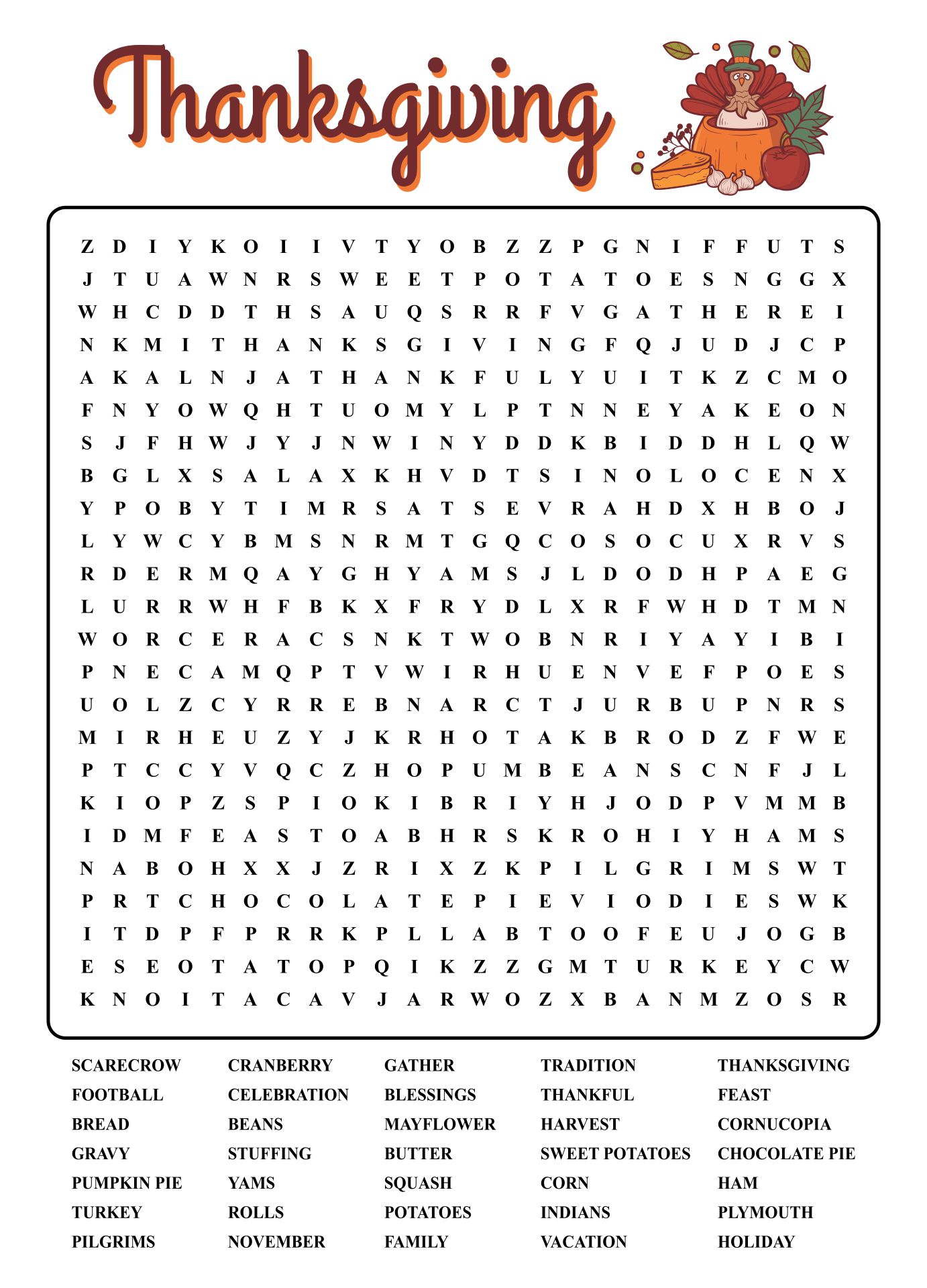 Thanksgiving Word Search Puzzles For All Ages Printable