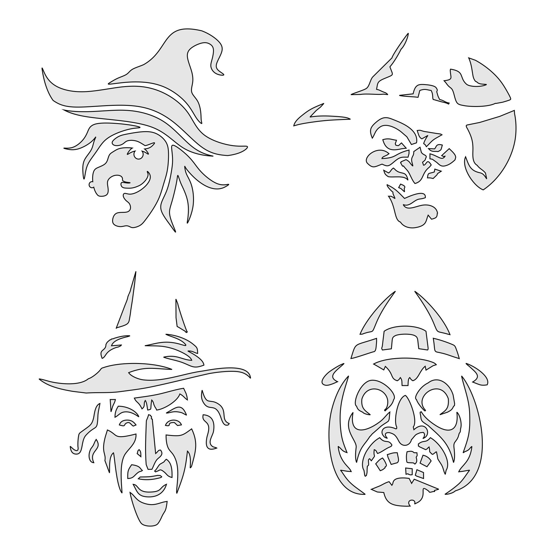 Witch Face Pumpkin Carving Pattern