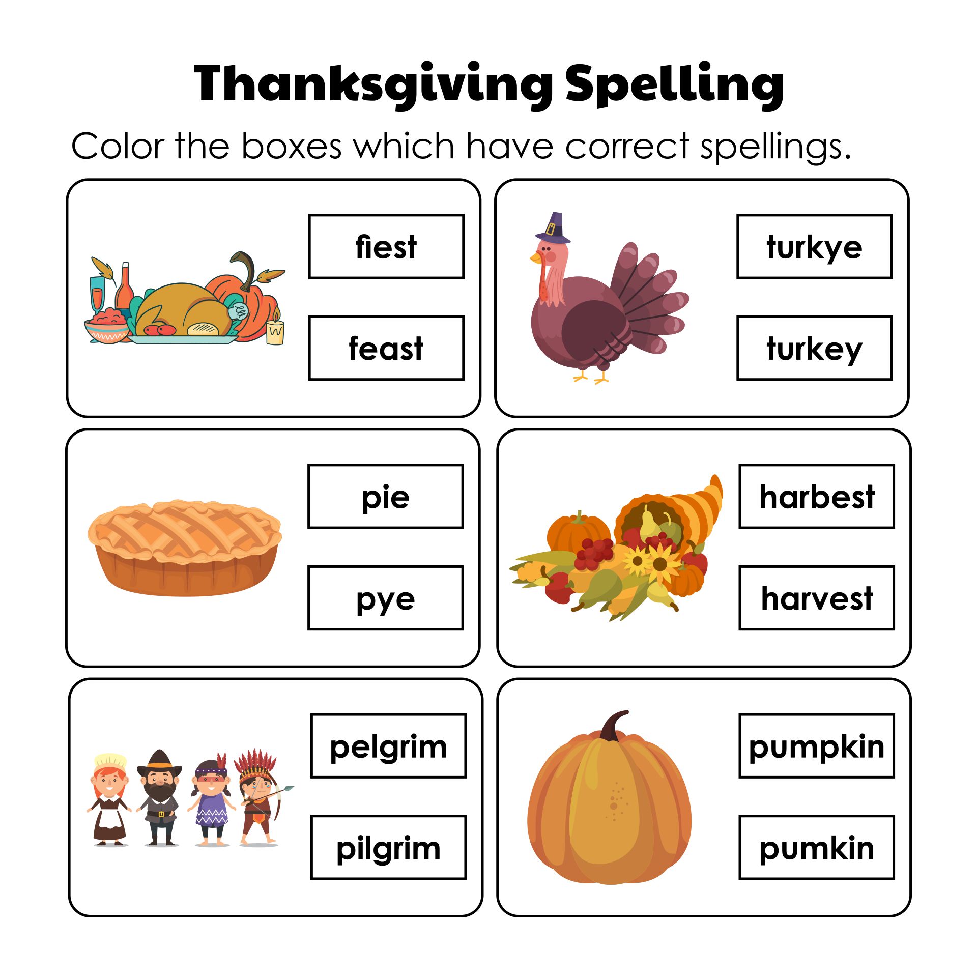 3rd Grade Thanksgiving Worksheets