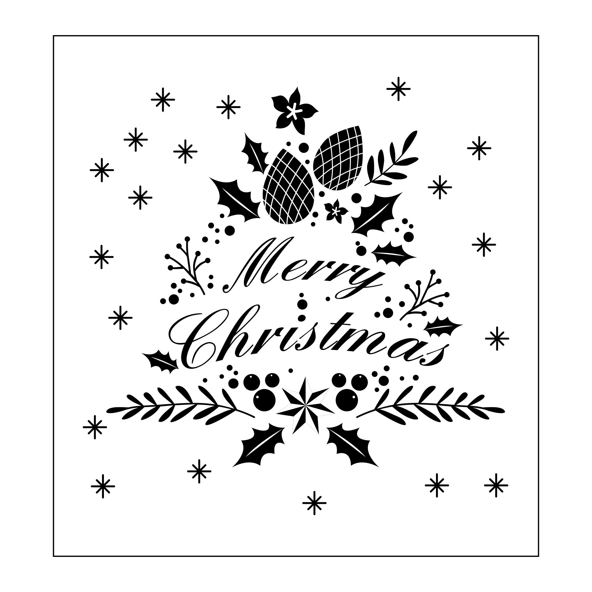 Black White Christmas Greeting Card Template