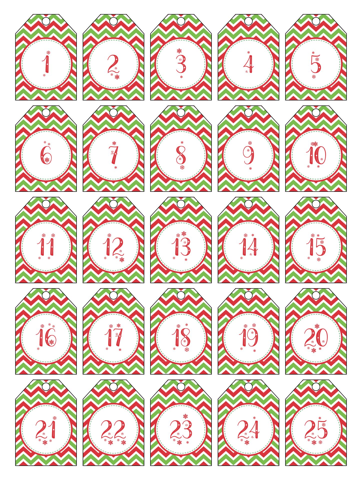 Christmas Countdown Printable Tags