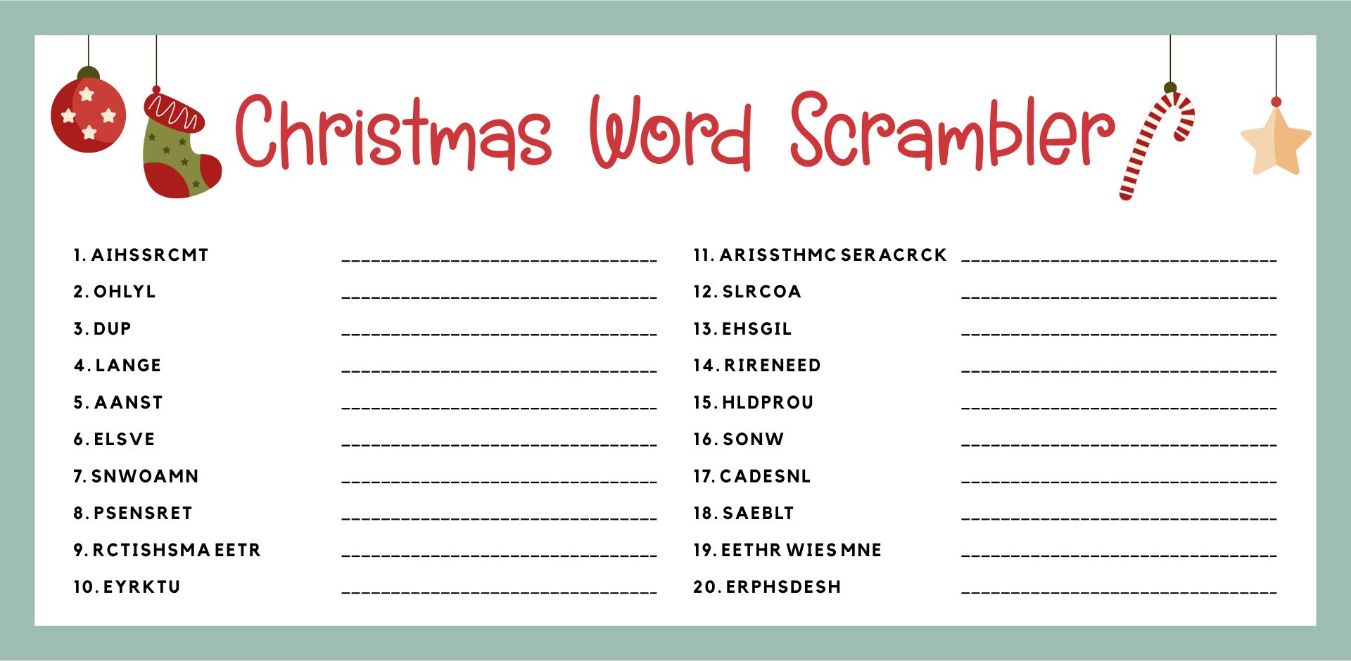 Christmas Scrambler Free Word Game Puzzle