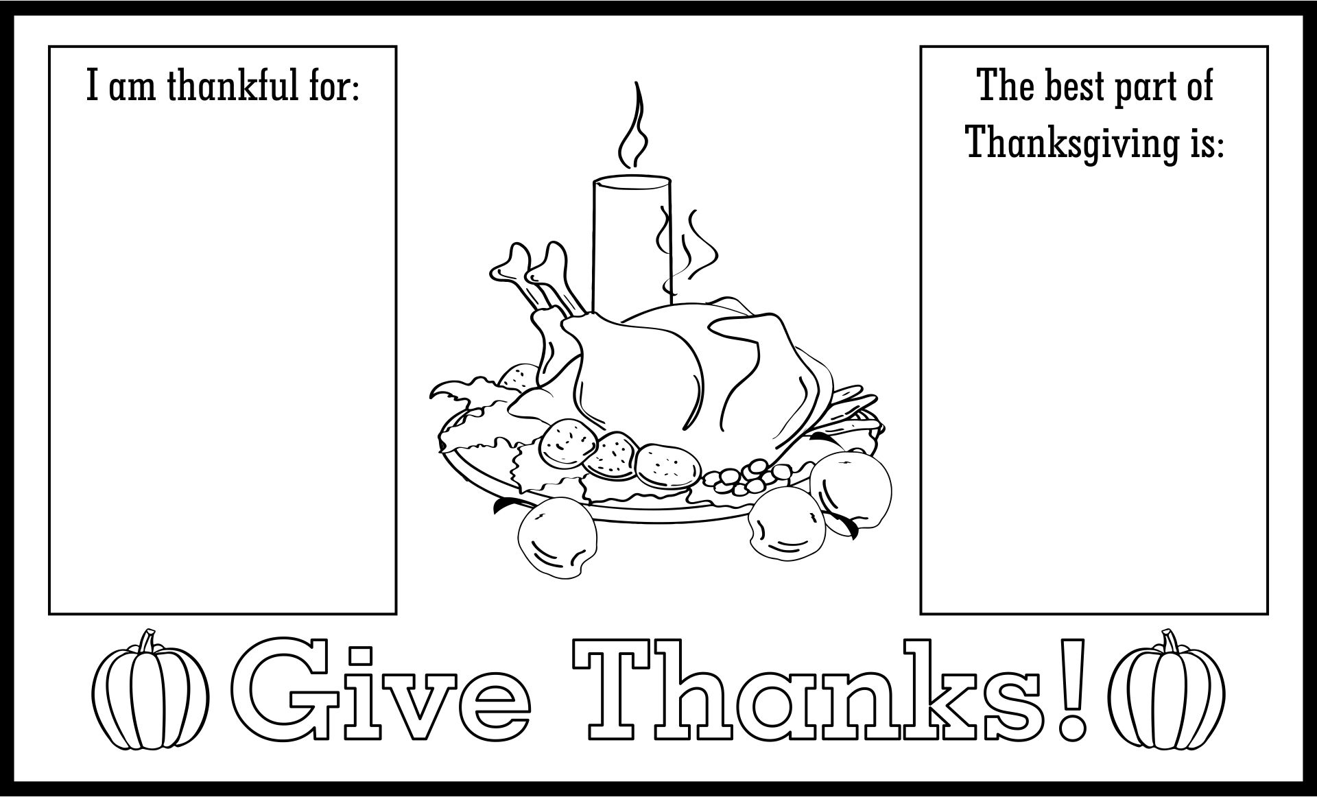 Coloring Placemats For Thanksgiving