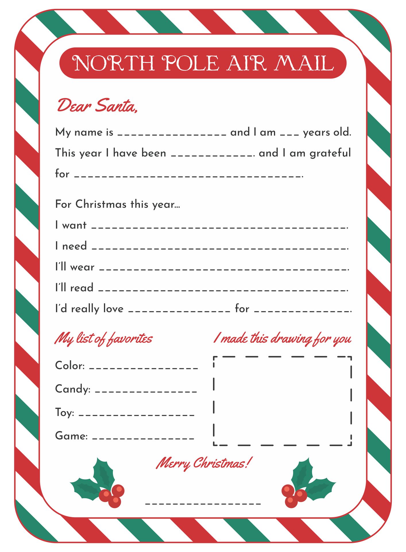 Detail Printable Christmas Wish List For Kids Template