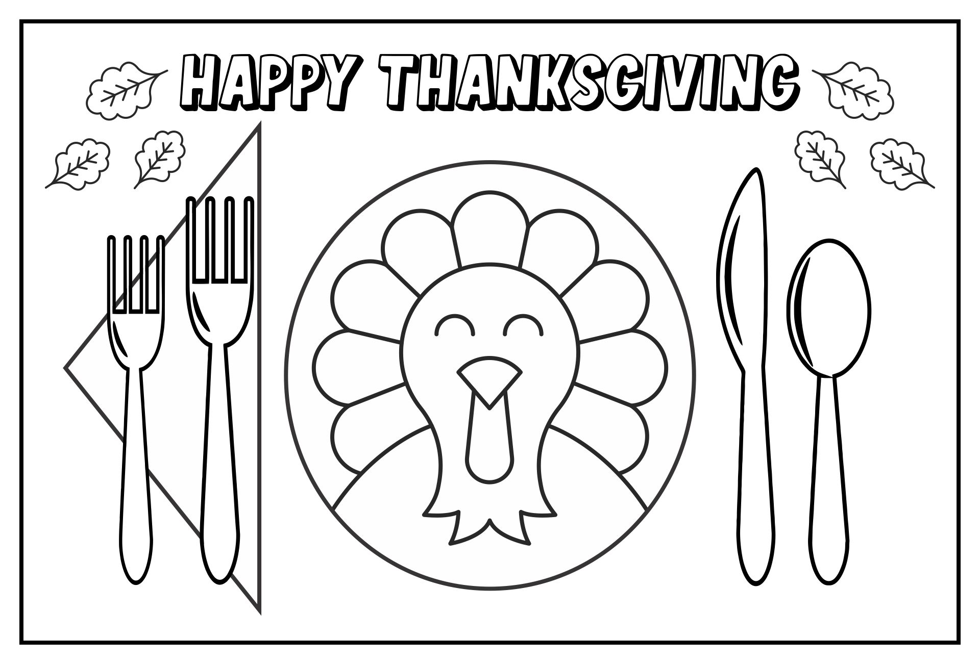 Festive & Fun Thanksgiving Coloring Pages And Placemats For Kids
