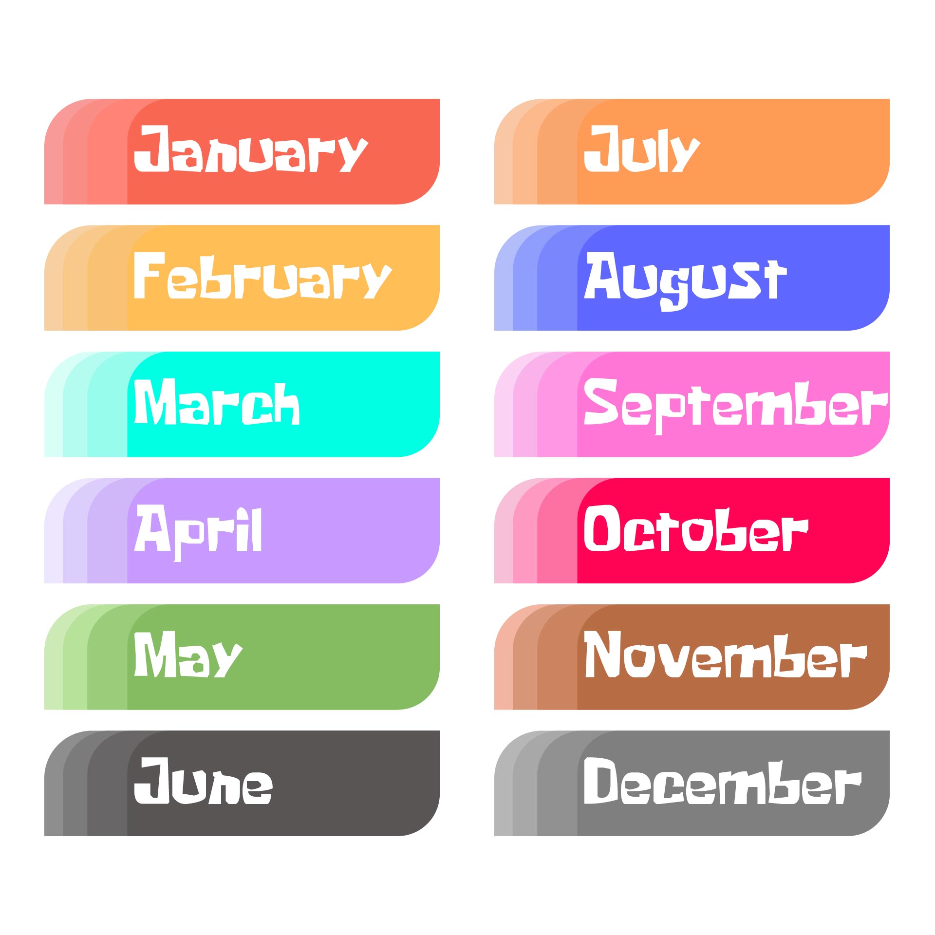 Printable Flashcards Months Of The Year