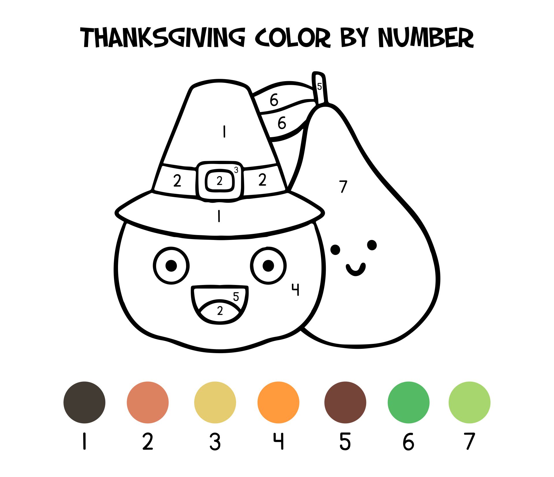 Happy Thanksgiving Color By Number Coloring Page Printable For Kids