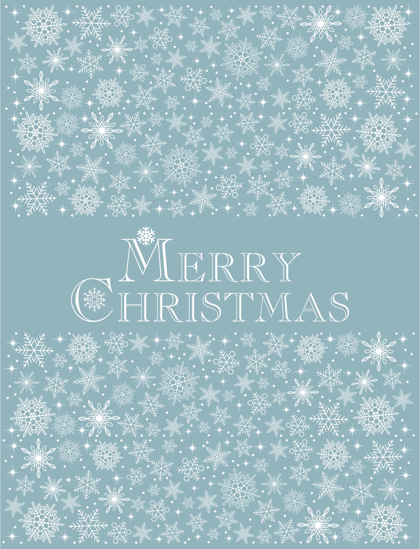 Merry Christmas With Snowflakes Card Template
