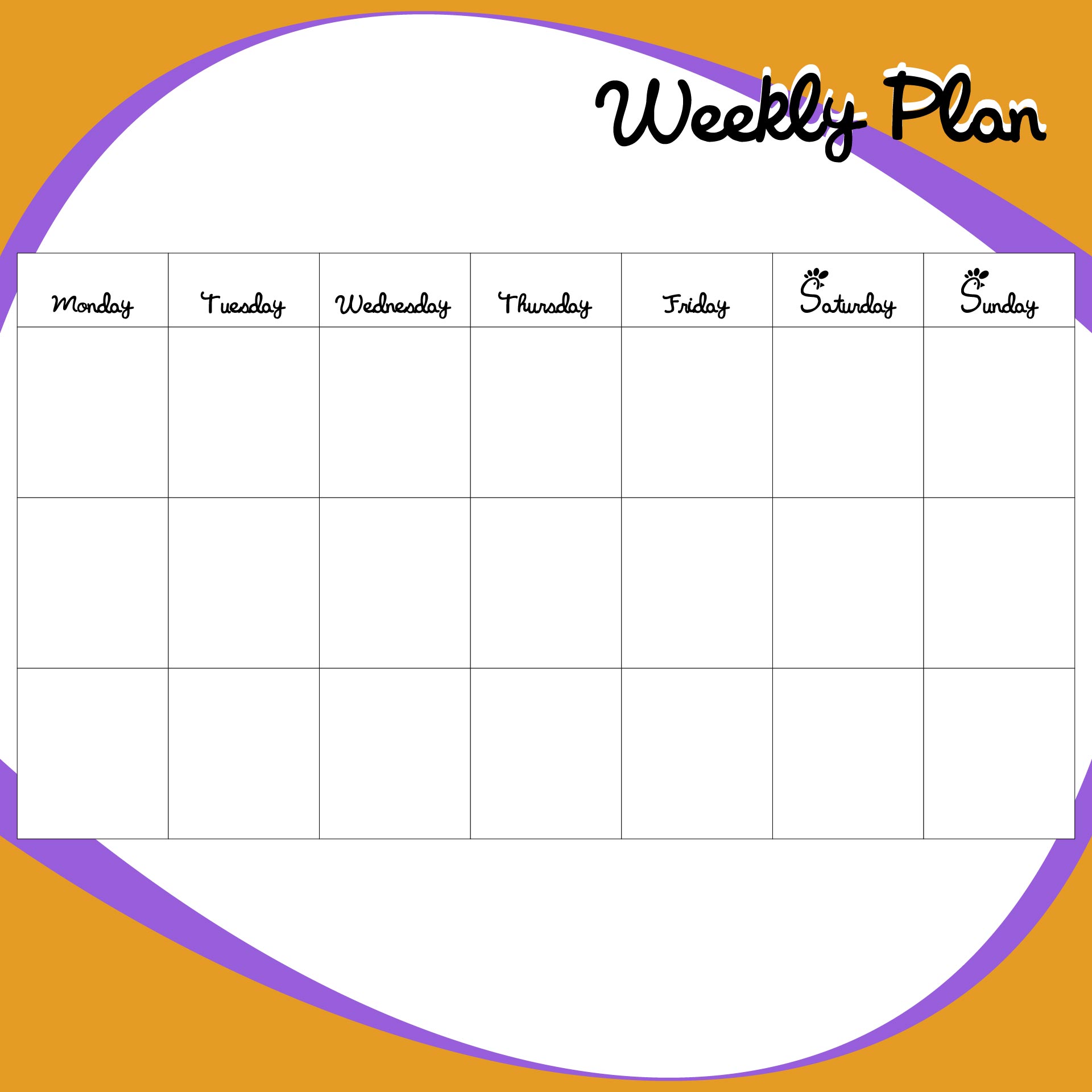 Monday Through Friday Planner Template Printable