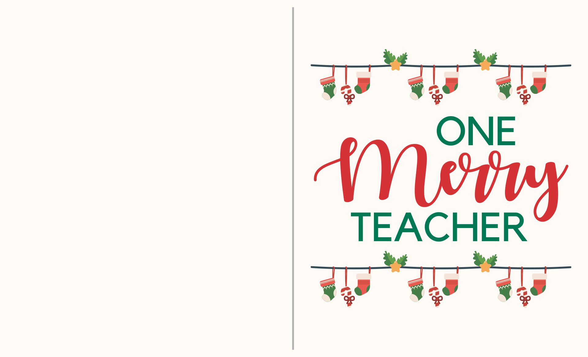 Personalised Teacher Christmas Card Printable