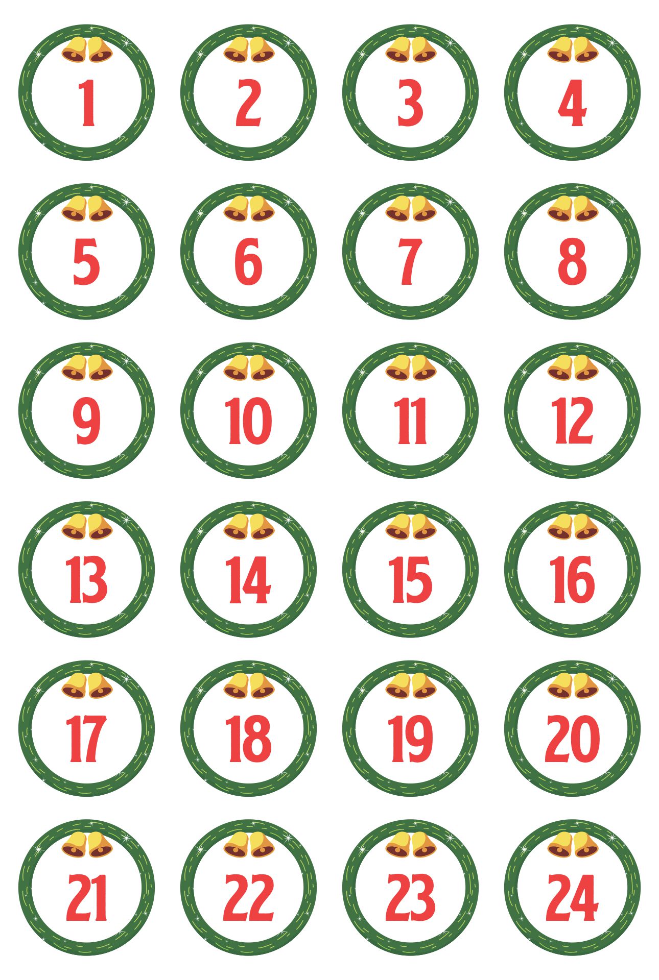 Printable Advent Calendar Numbers Stickers 1 To 24