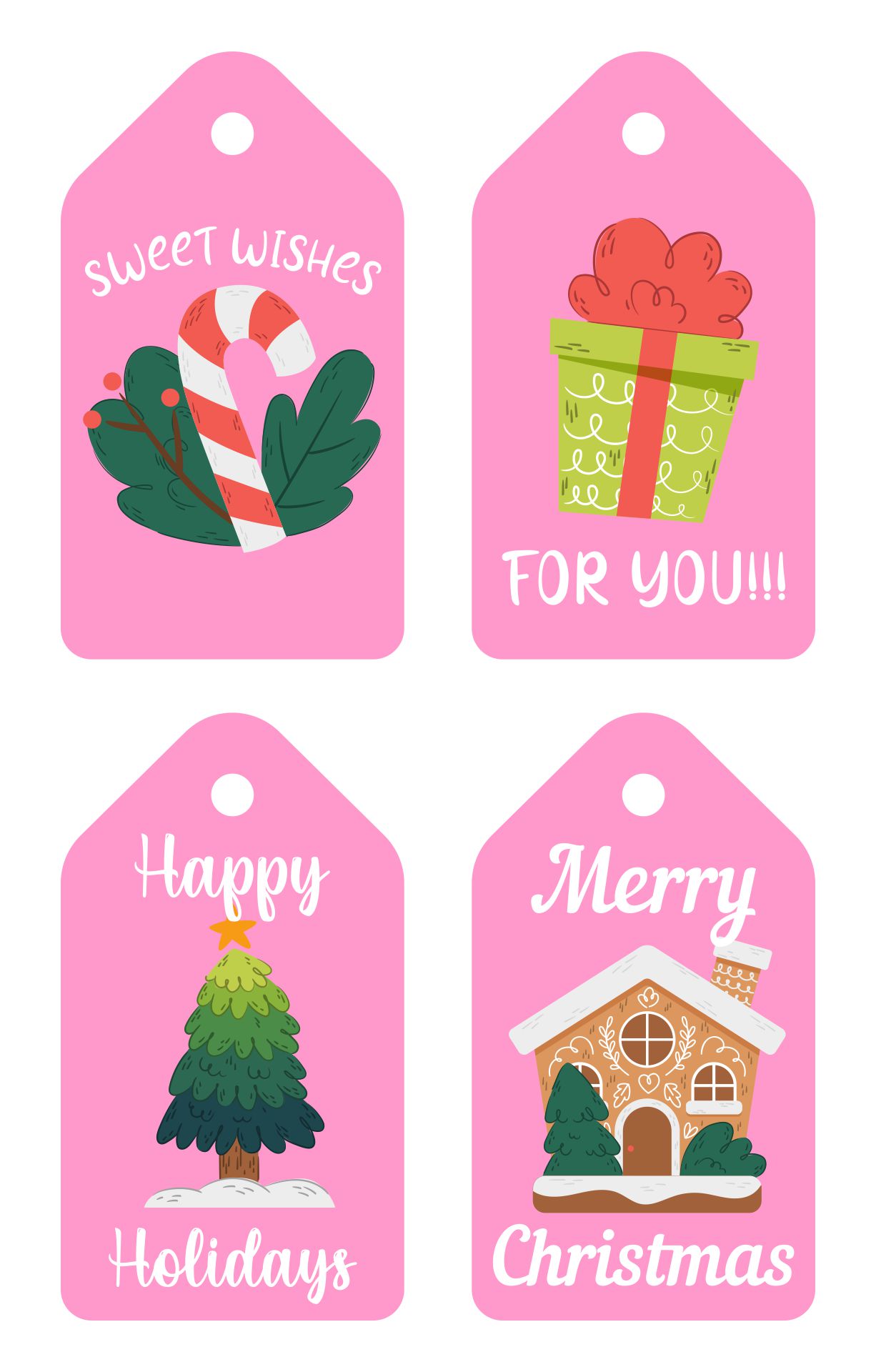 Printable Christmas Gift Tags In Pink