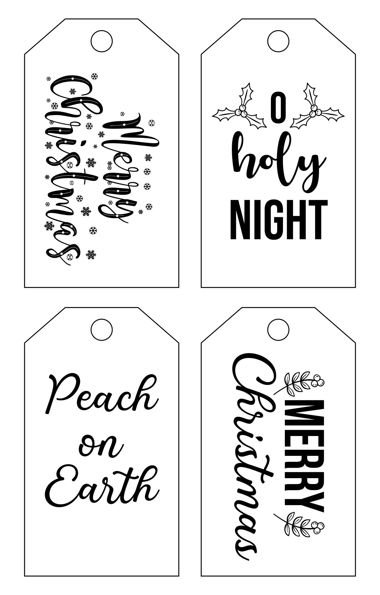 Printable Christmas Tags In Black And White