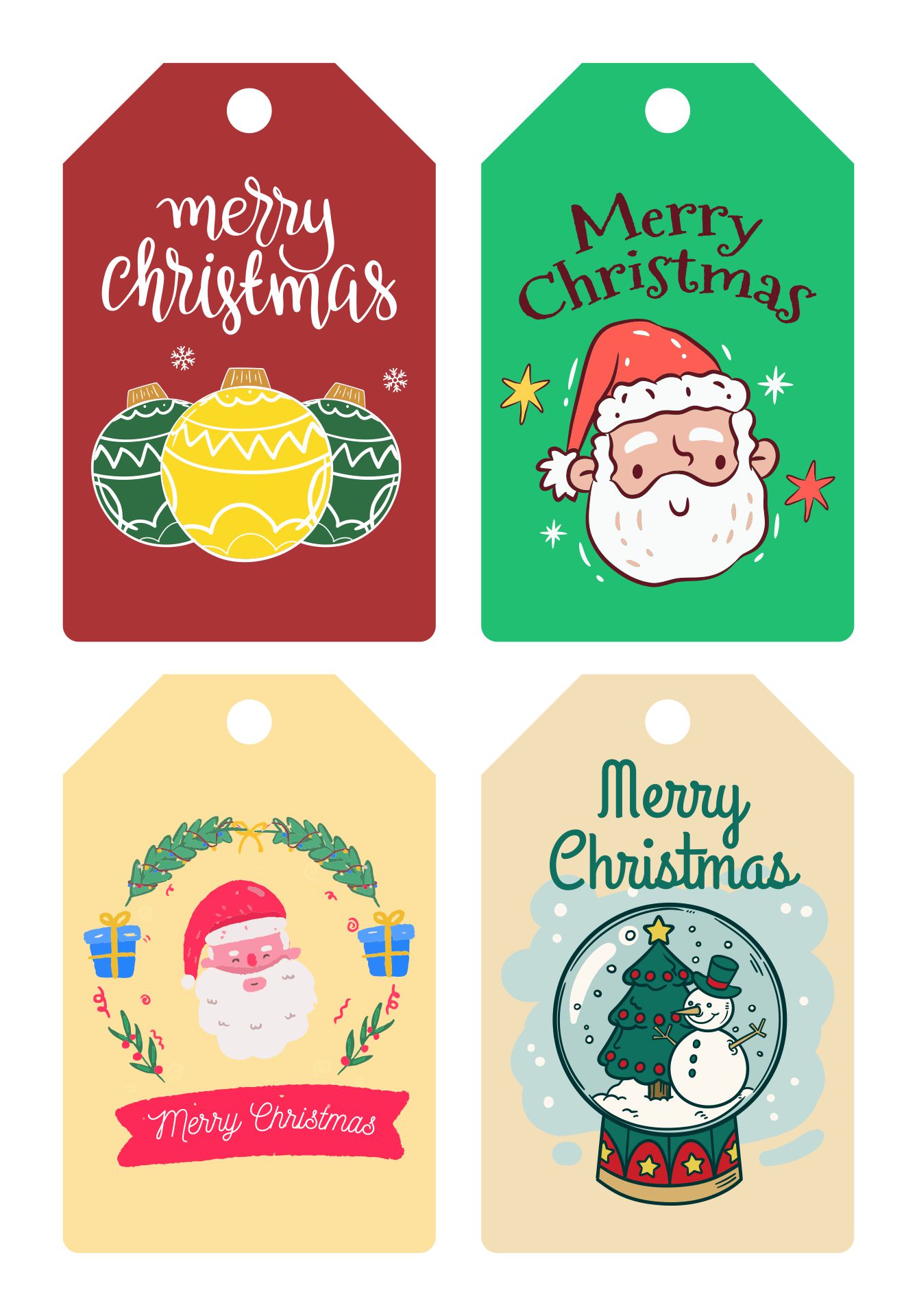 Printable Colorful Christmas Gift Tags