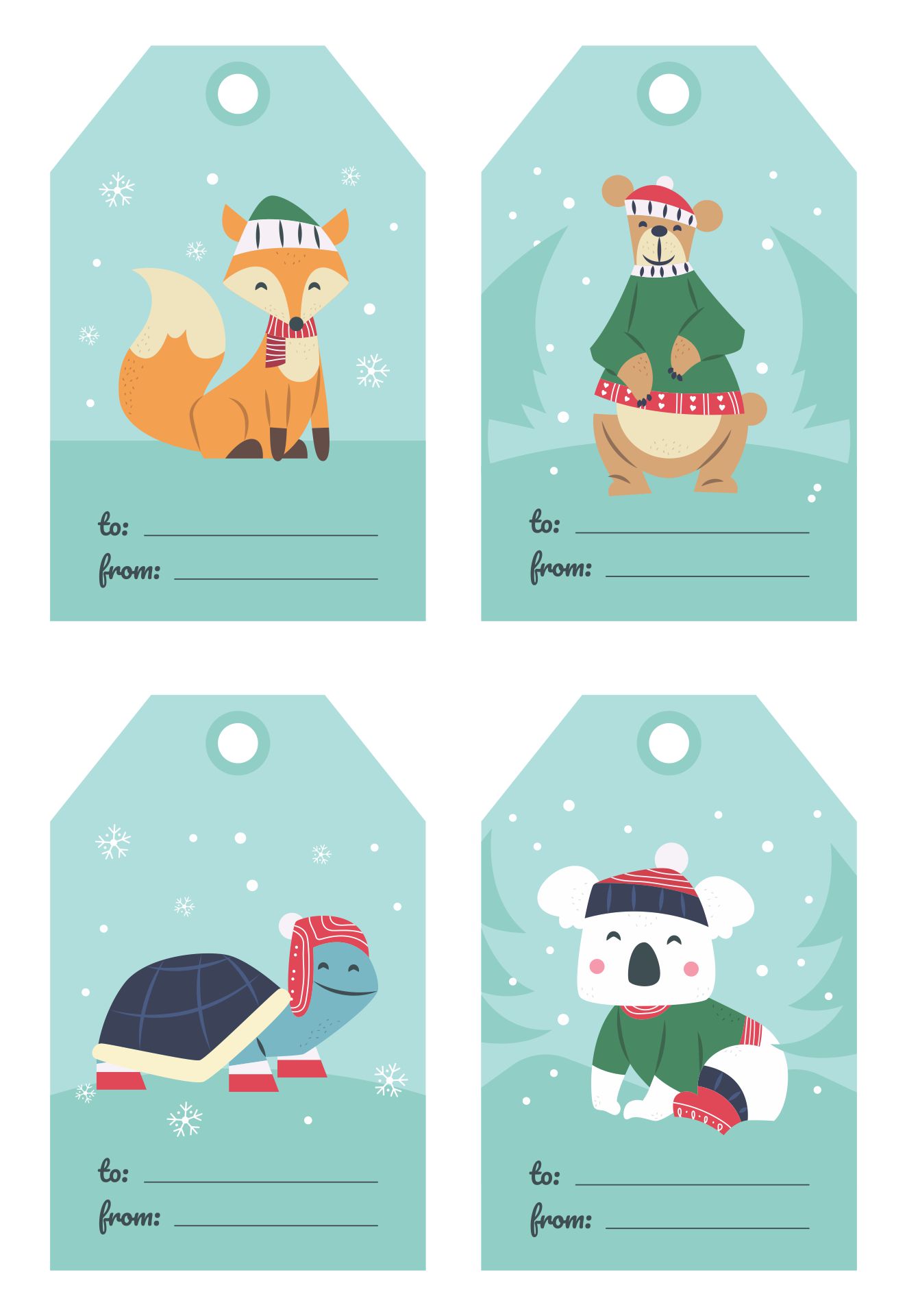 Printable Cute Merry Christmas Gift Cards