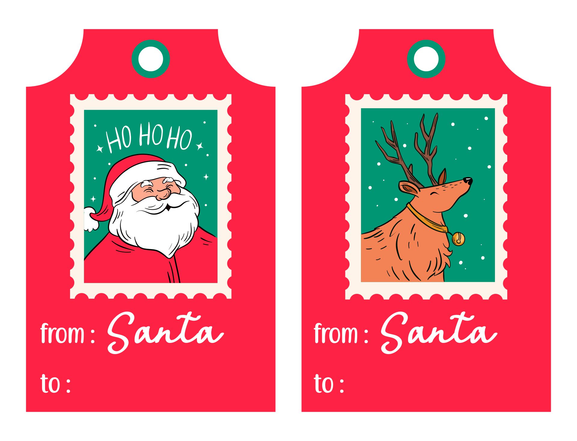Printable From Santa Claus Christmas Gift Tags Reindeer