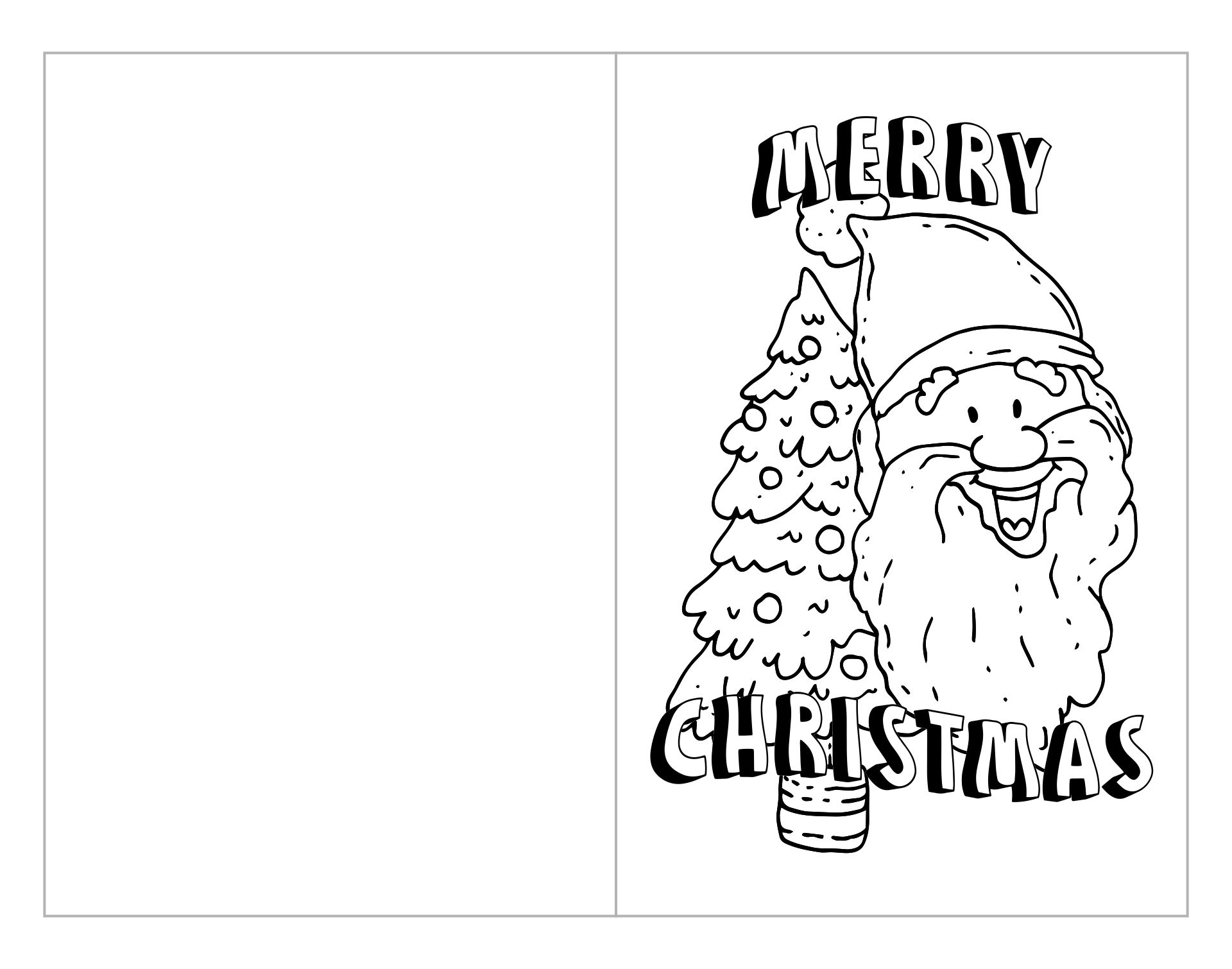 Printable Merry Christmas Card Coloring Page For Kids