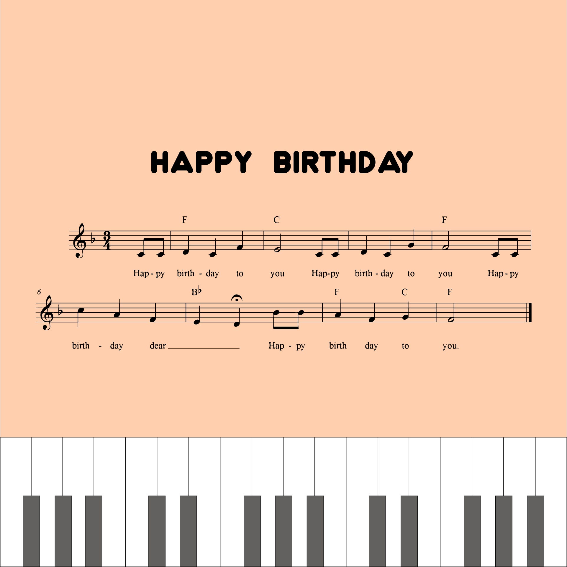 Printable Piano Notes For Happy Birthday