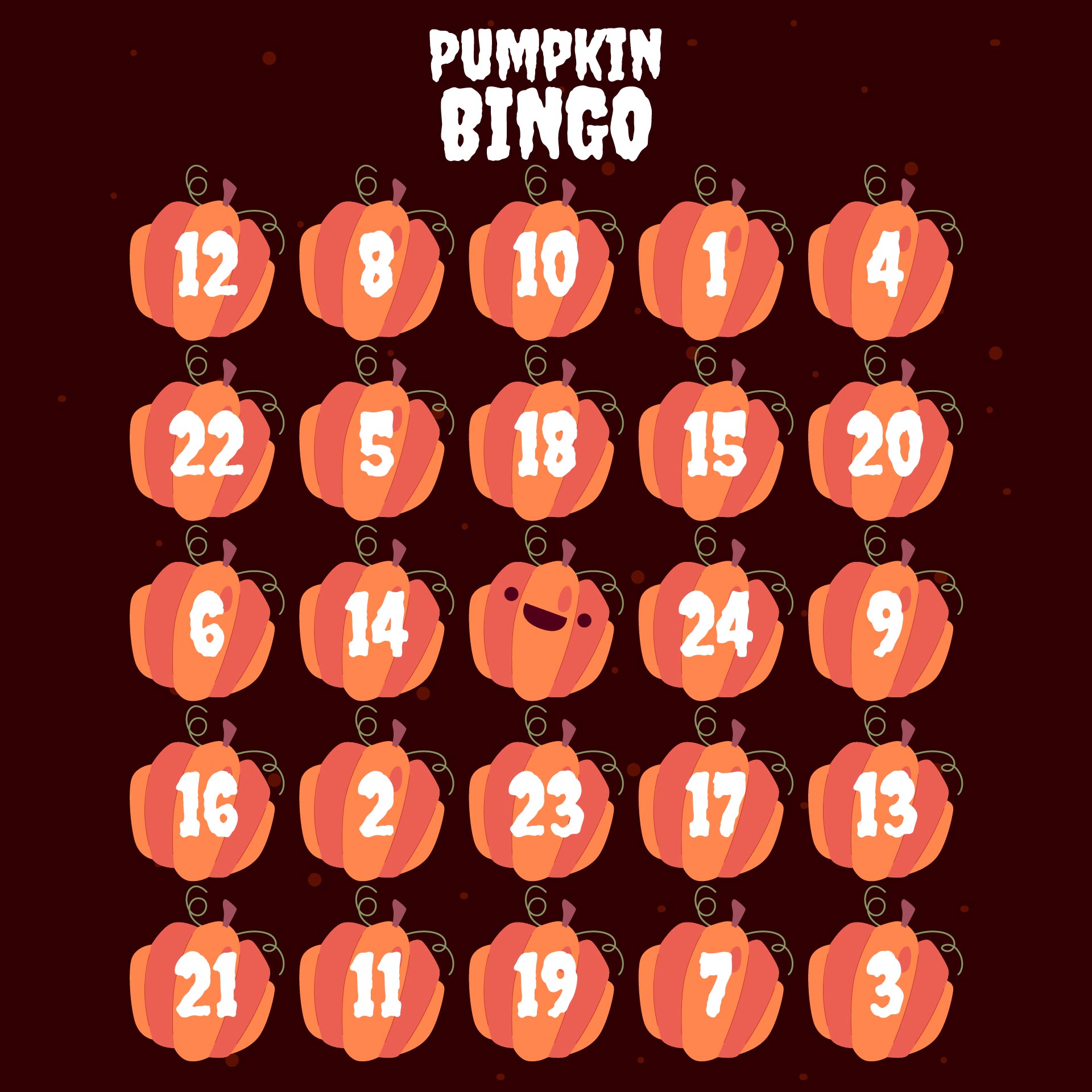 Printable Pumpkin Bingo Pattern