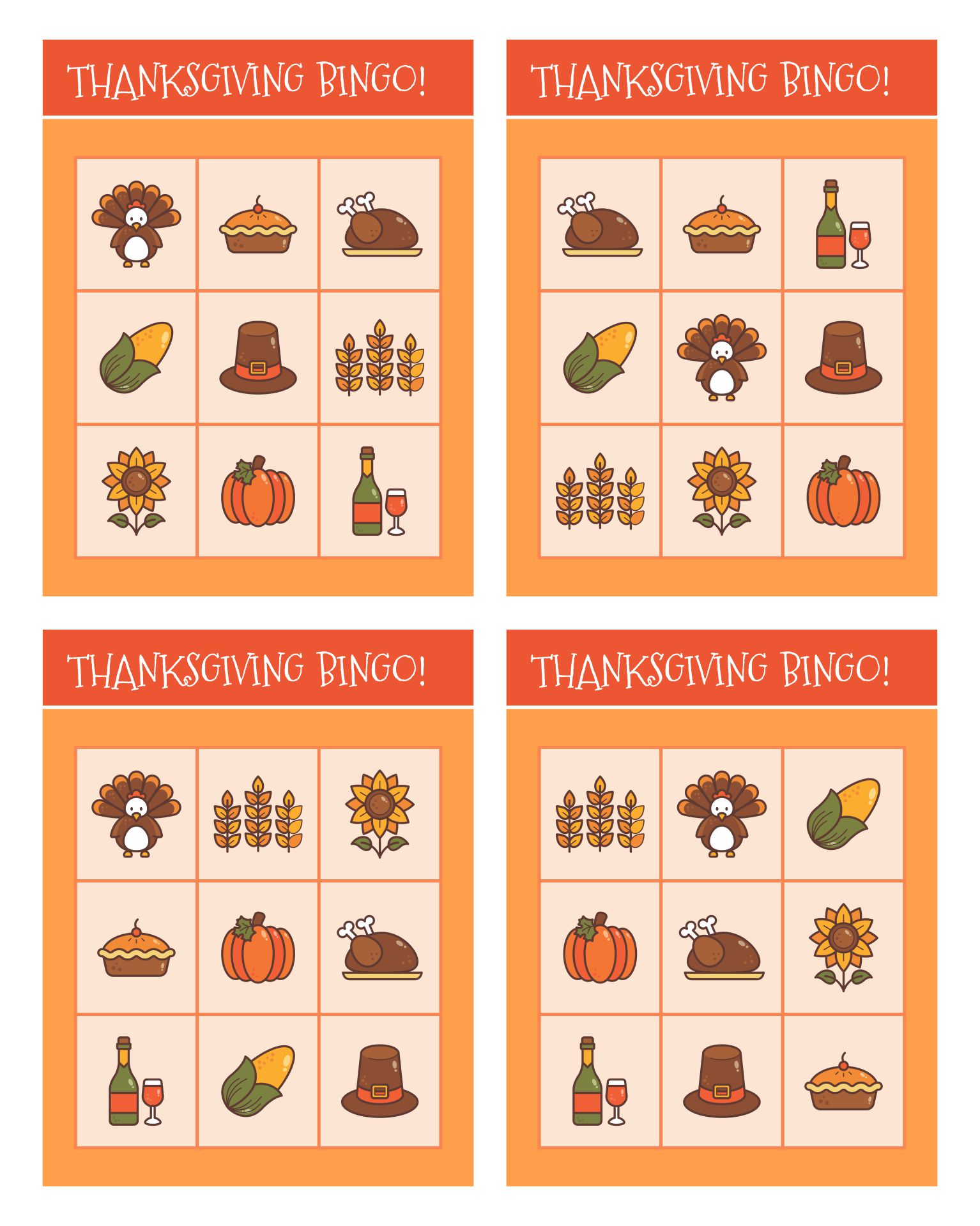 Printable Thanksgiving Bingo Games