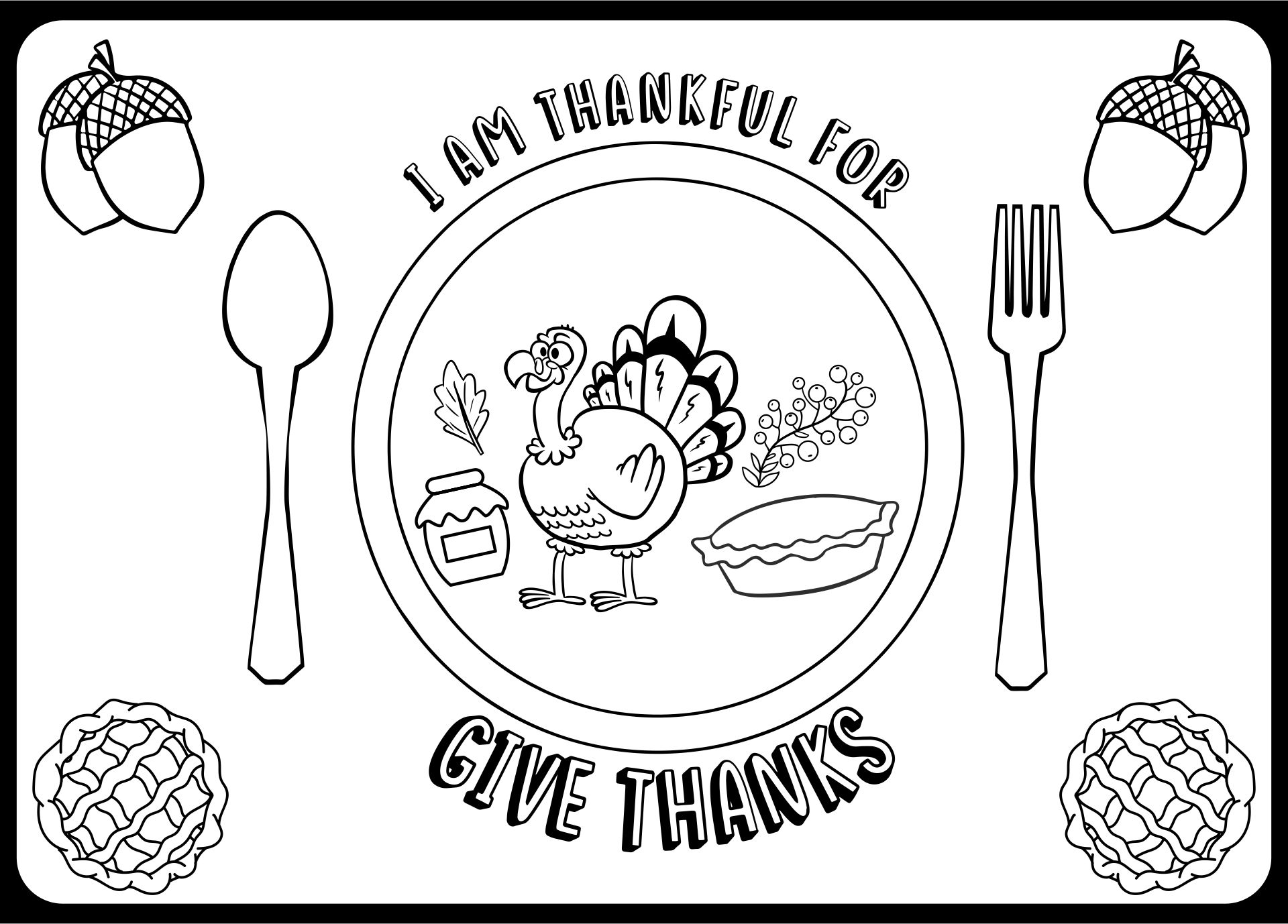 Printable Thanksgiving Coloring Placemats For Preschoolers