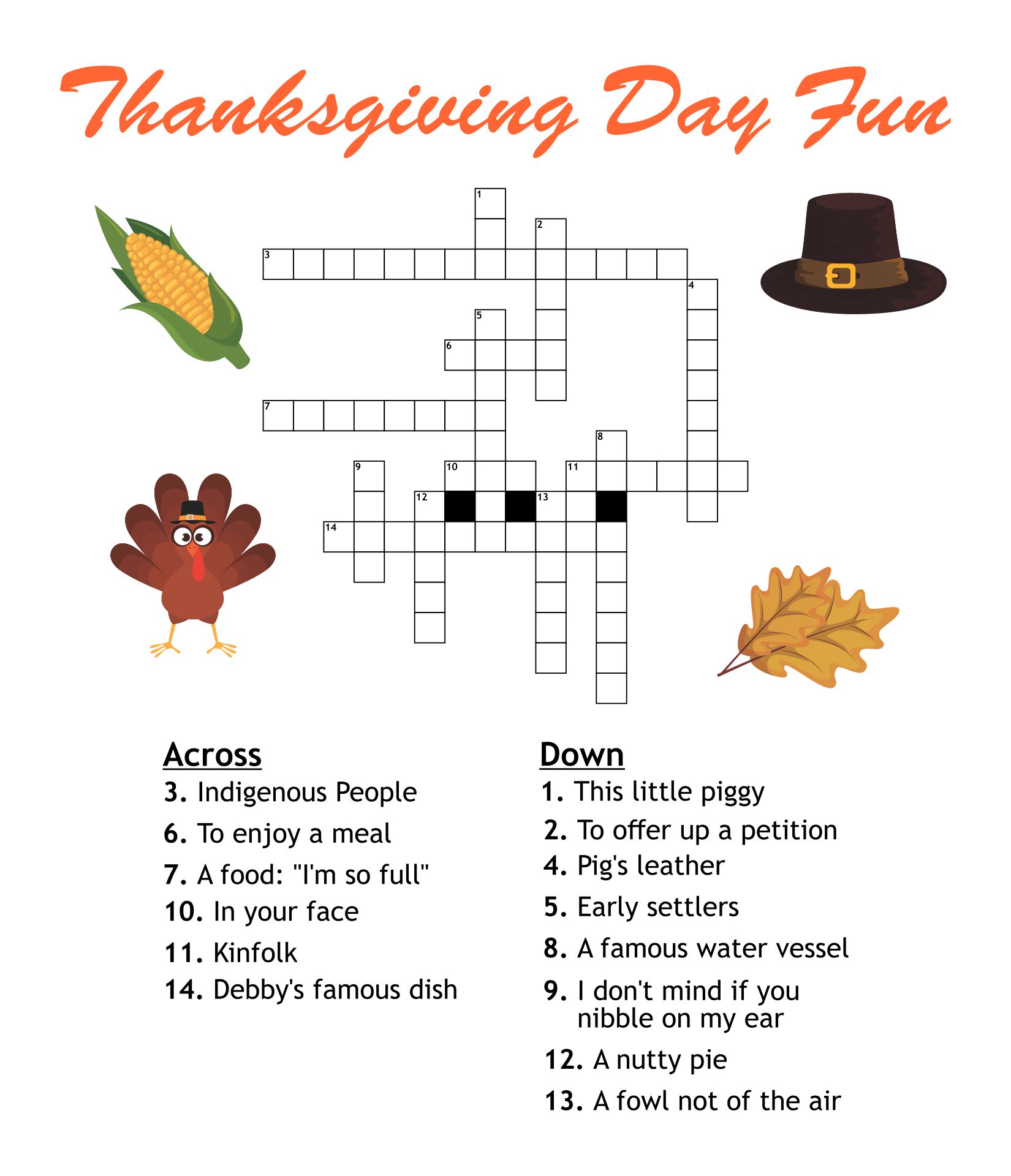 Printable Thanksgiving Games And Puzzles