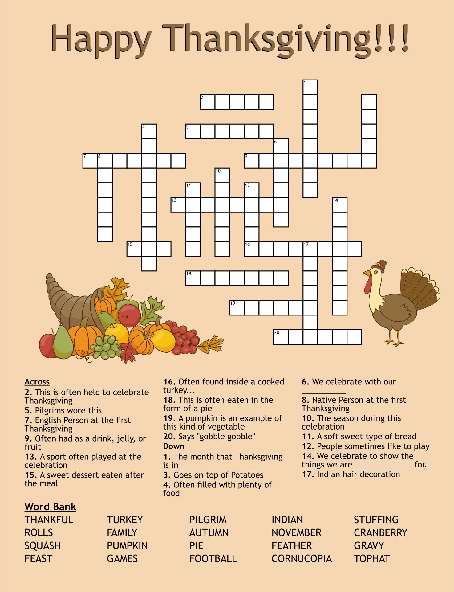Printable Thanksgiving Games For Adults And Kids