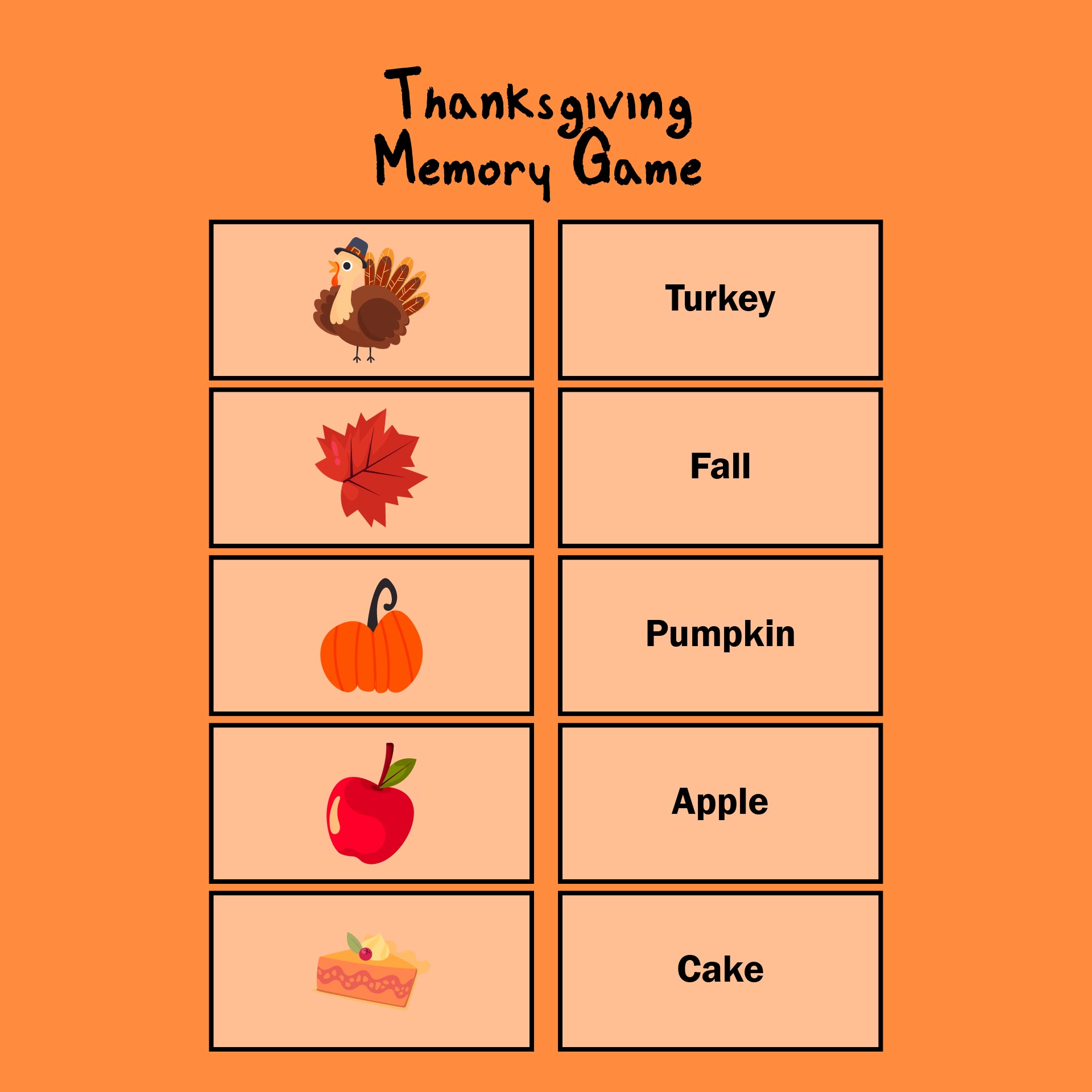 Printable Thanksgiving Memory Game English ESL Worksheets For Distance Learning  And Physical Classrooms