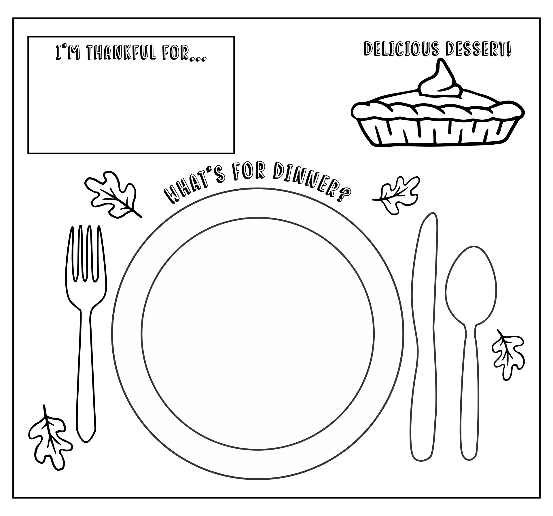 Printable Thanksgiving Placemats Preschool
