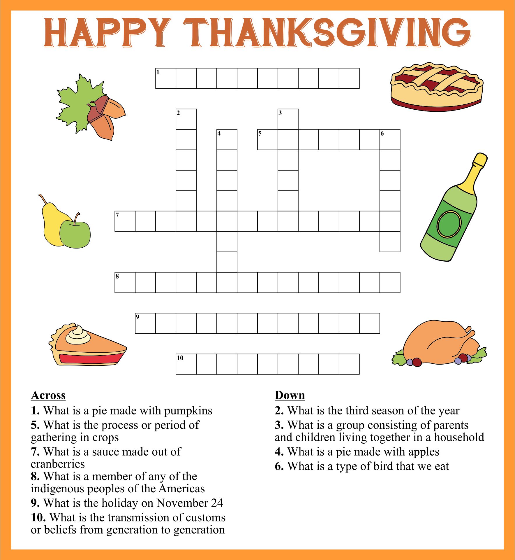 Printable Thanksgiving Word Games