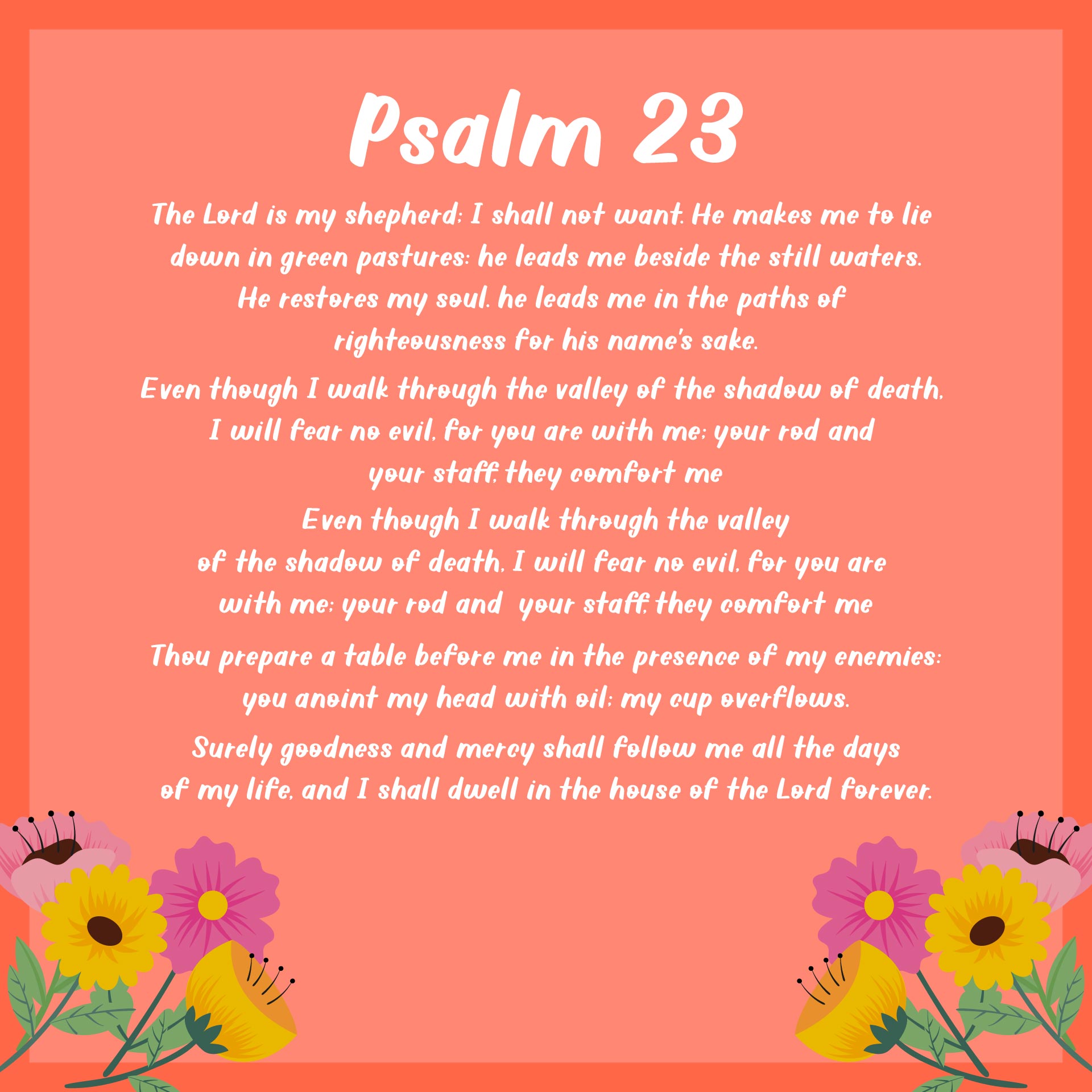 Psalm 23 Prayer For Work Printable
