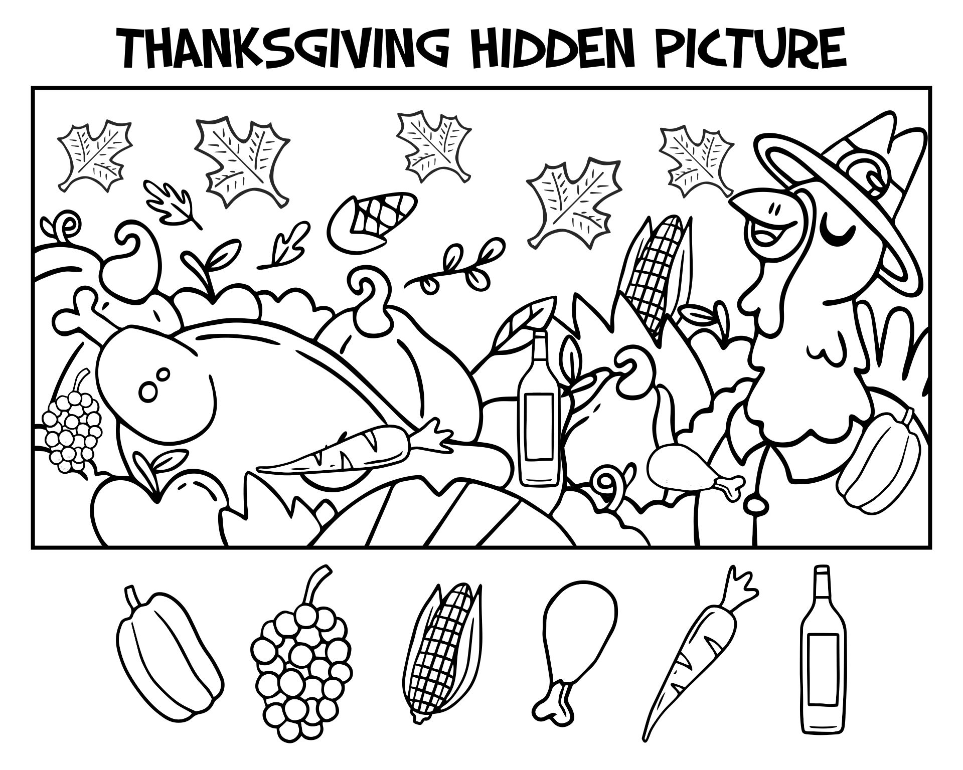 Puzzle Hidden Items Thanksgiving Turkey