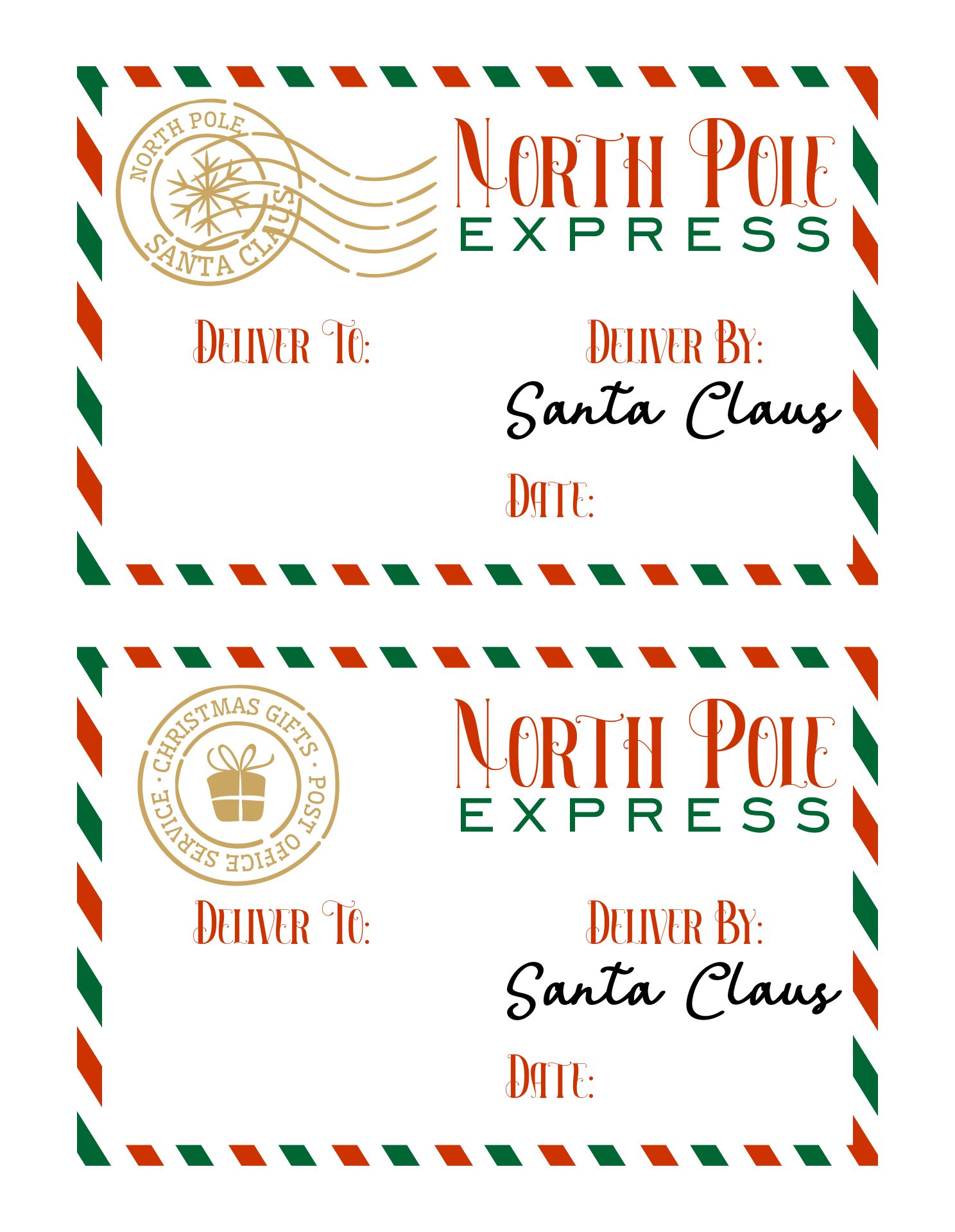 Santa Gift Tags From The North Pole Christmas Printable Labels