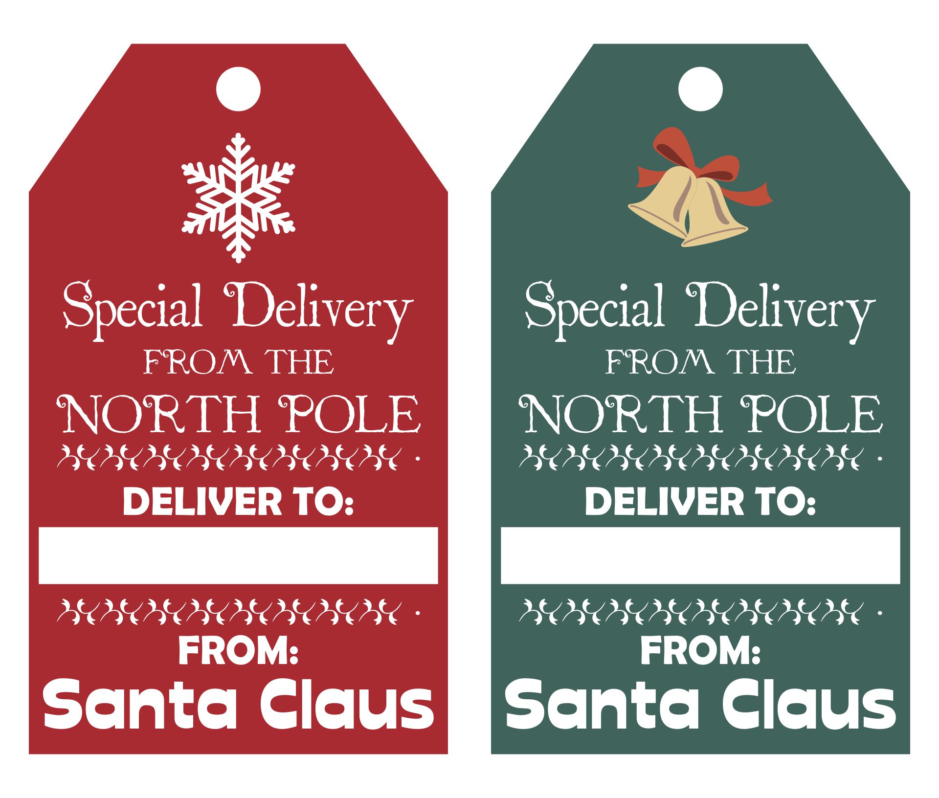 Santa Gift Tags From The North Pole Printable Labels