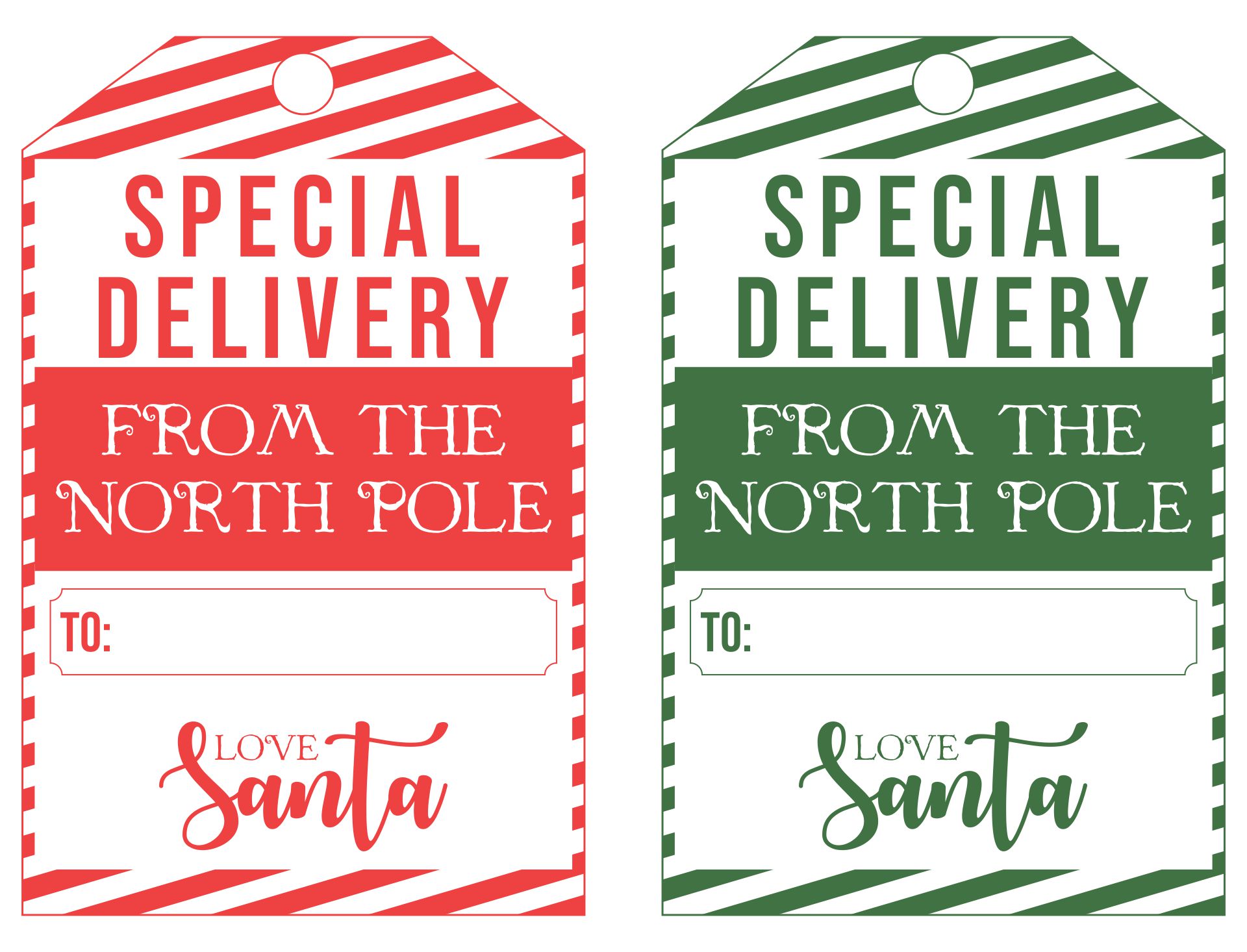 Santas Special Delivery Printable Gift Tags