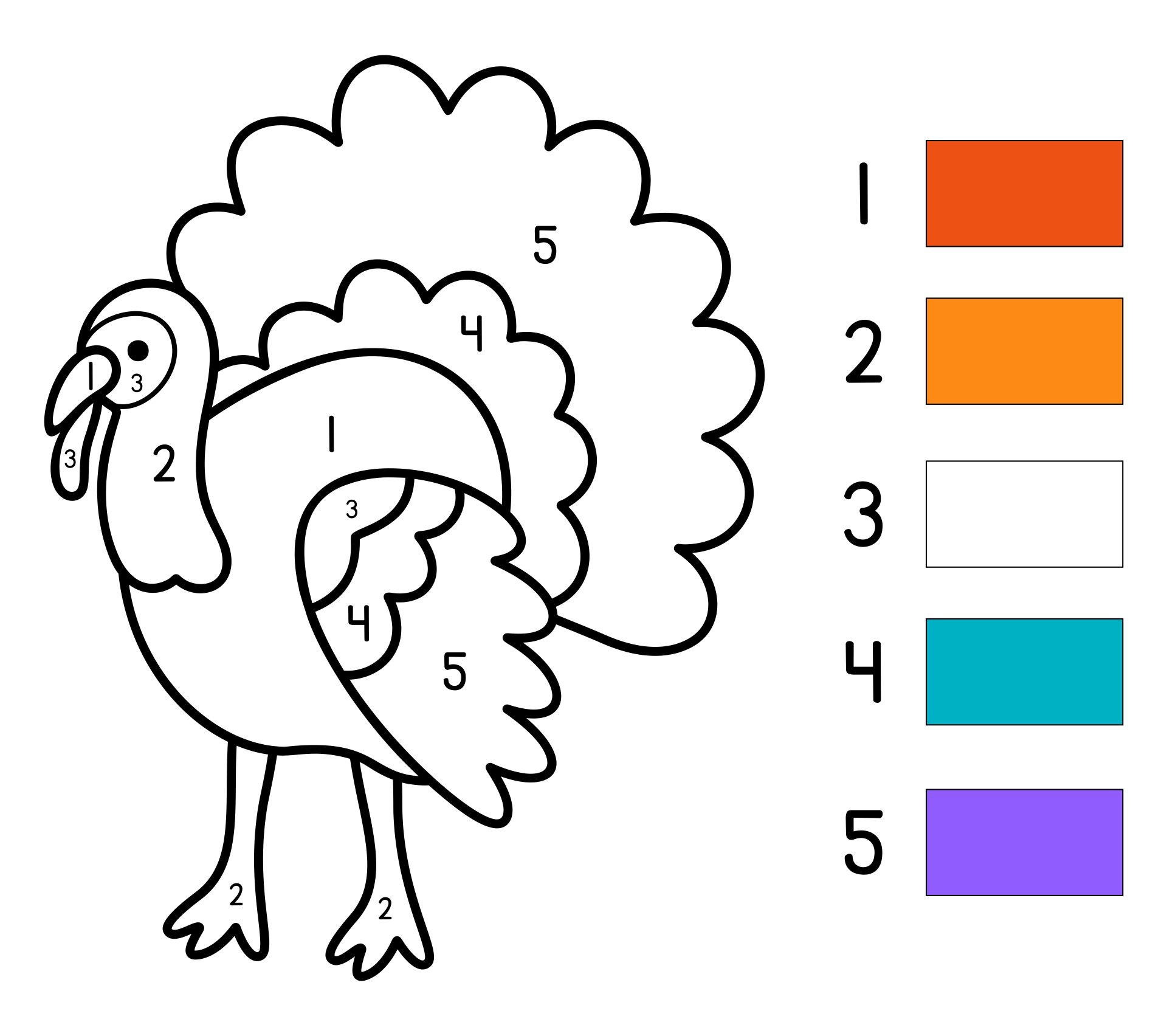 Thanksgiving Color By Number For Kid Coloring Page Printable