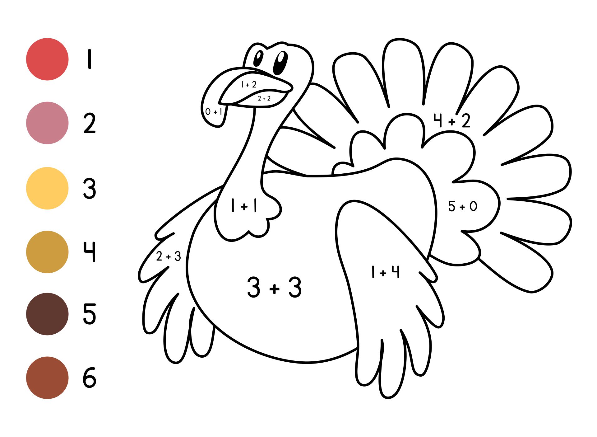 Thanksgiving Color By Number Simple Addition