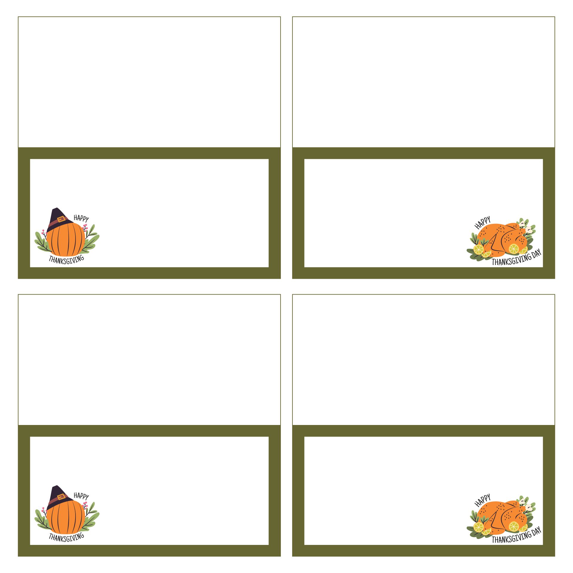Thanksgiving Place Cards Printables