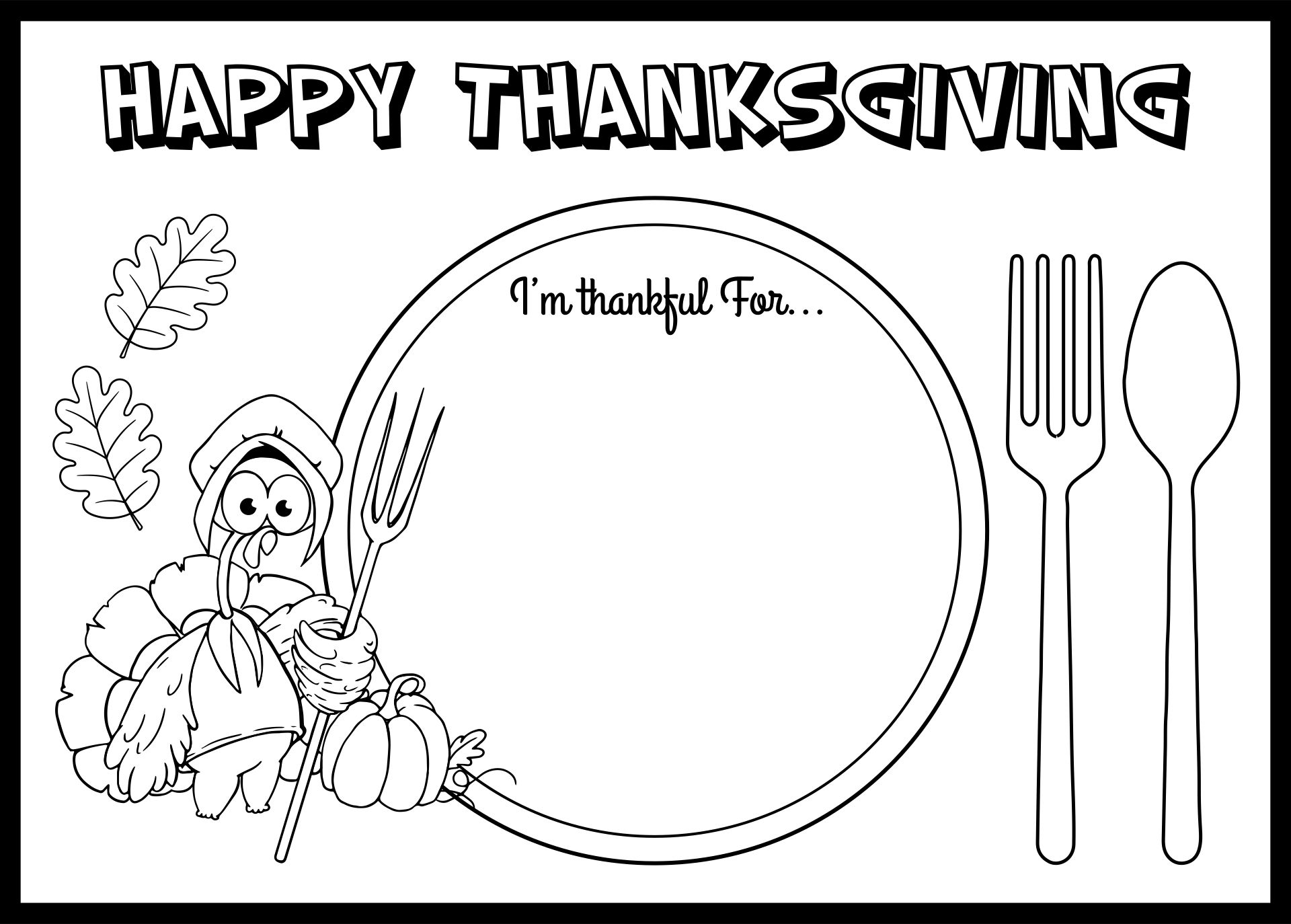 Thanksgiving Placemat Coloring Page