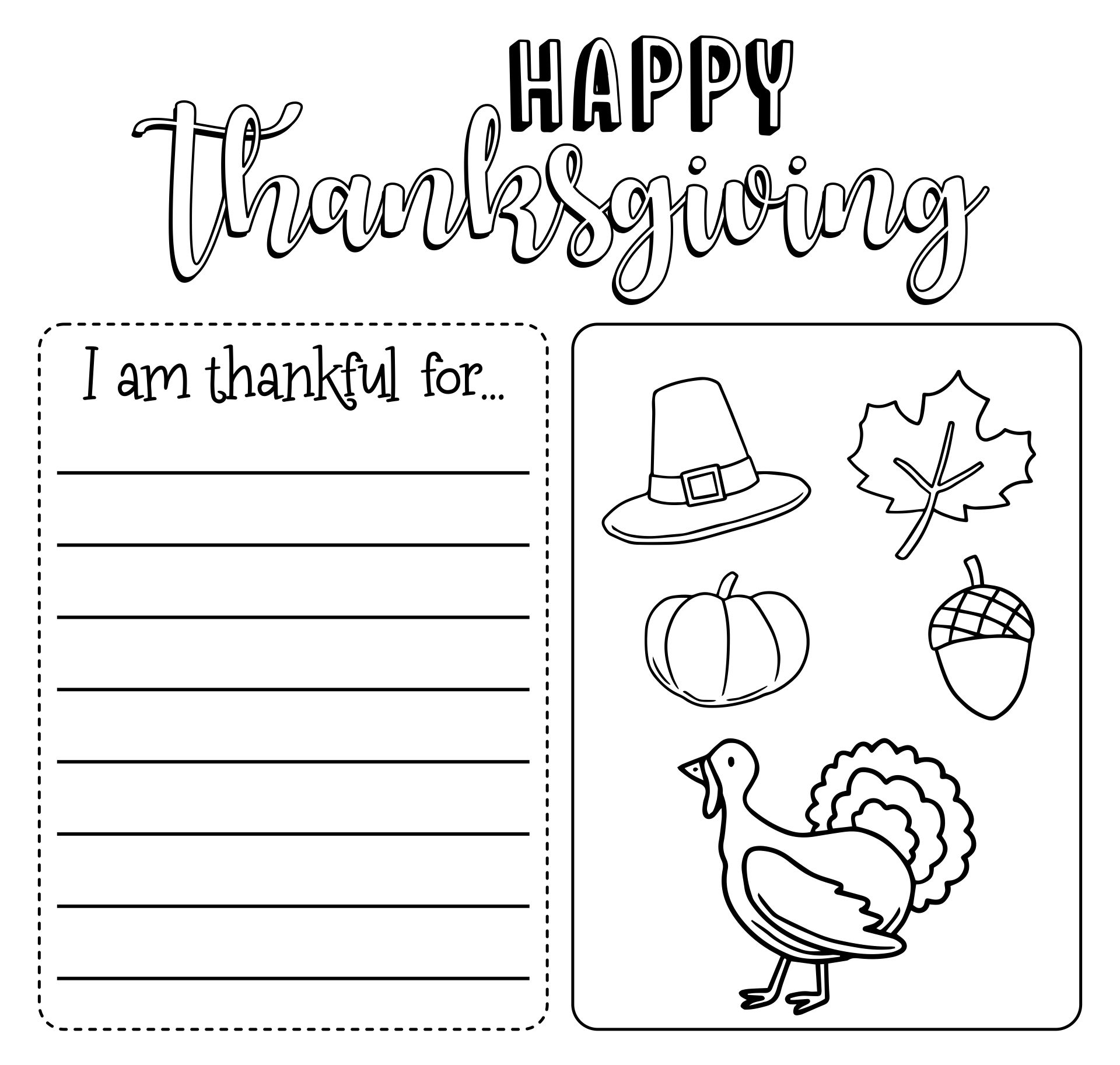 Thanksgiving Placemat For Kids Printable