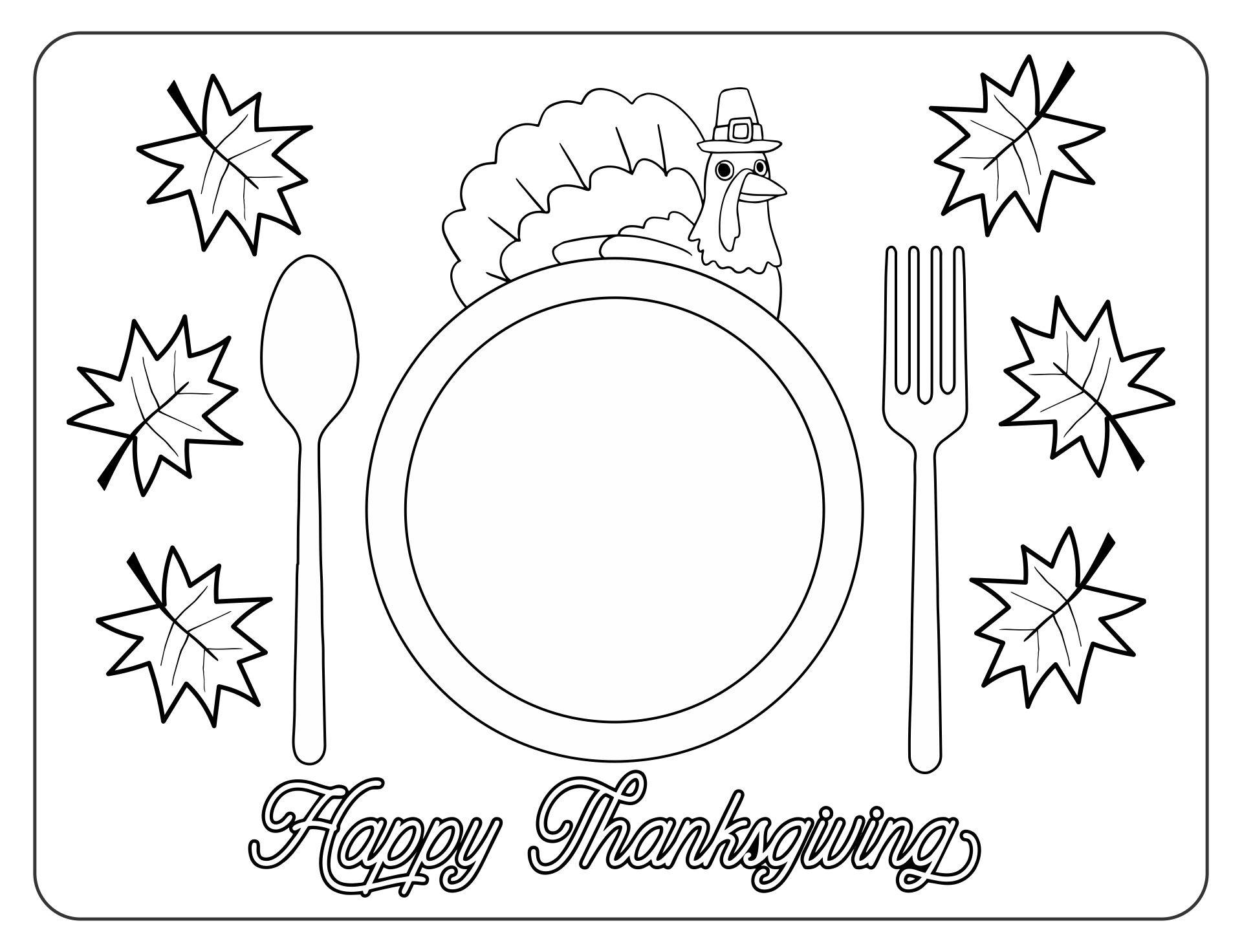 Thanksgiving Placemats To Color