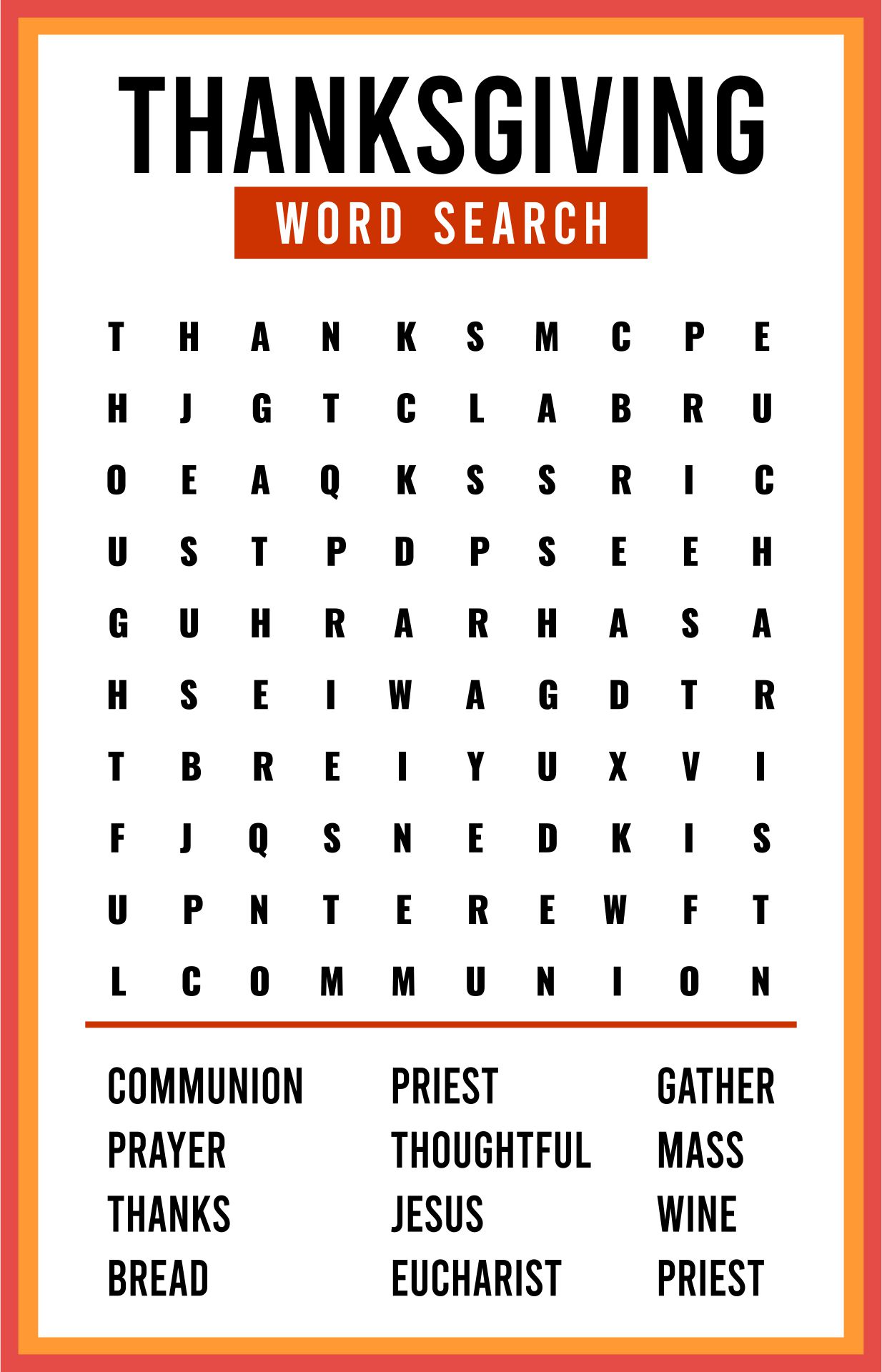 Thanksgiving Word Search Puzzle For People With Dementia