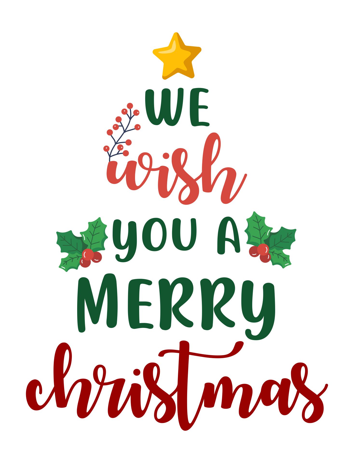 We Wish You A Merry Christmas Word Tree Printable