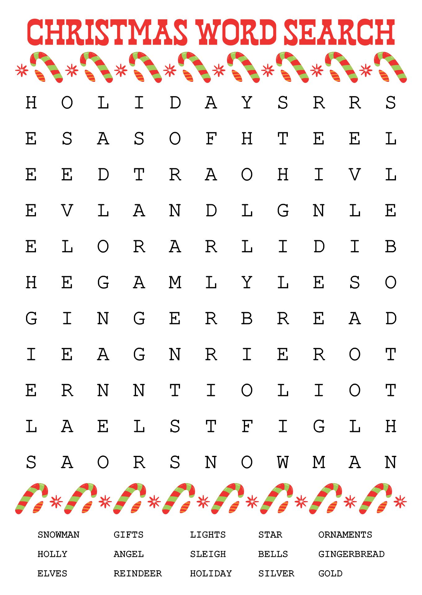 Word Search Puzzle Christmas Game For Kids