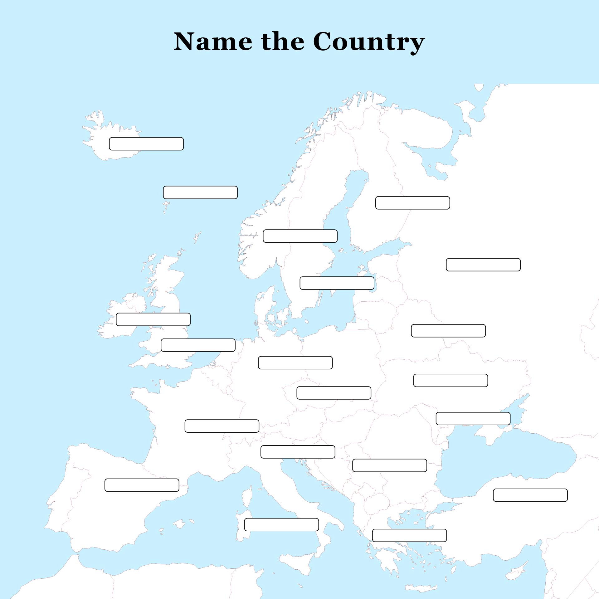 Blank Europe Map Quiz Printable